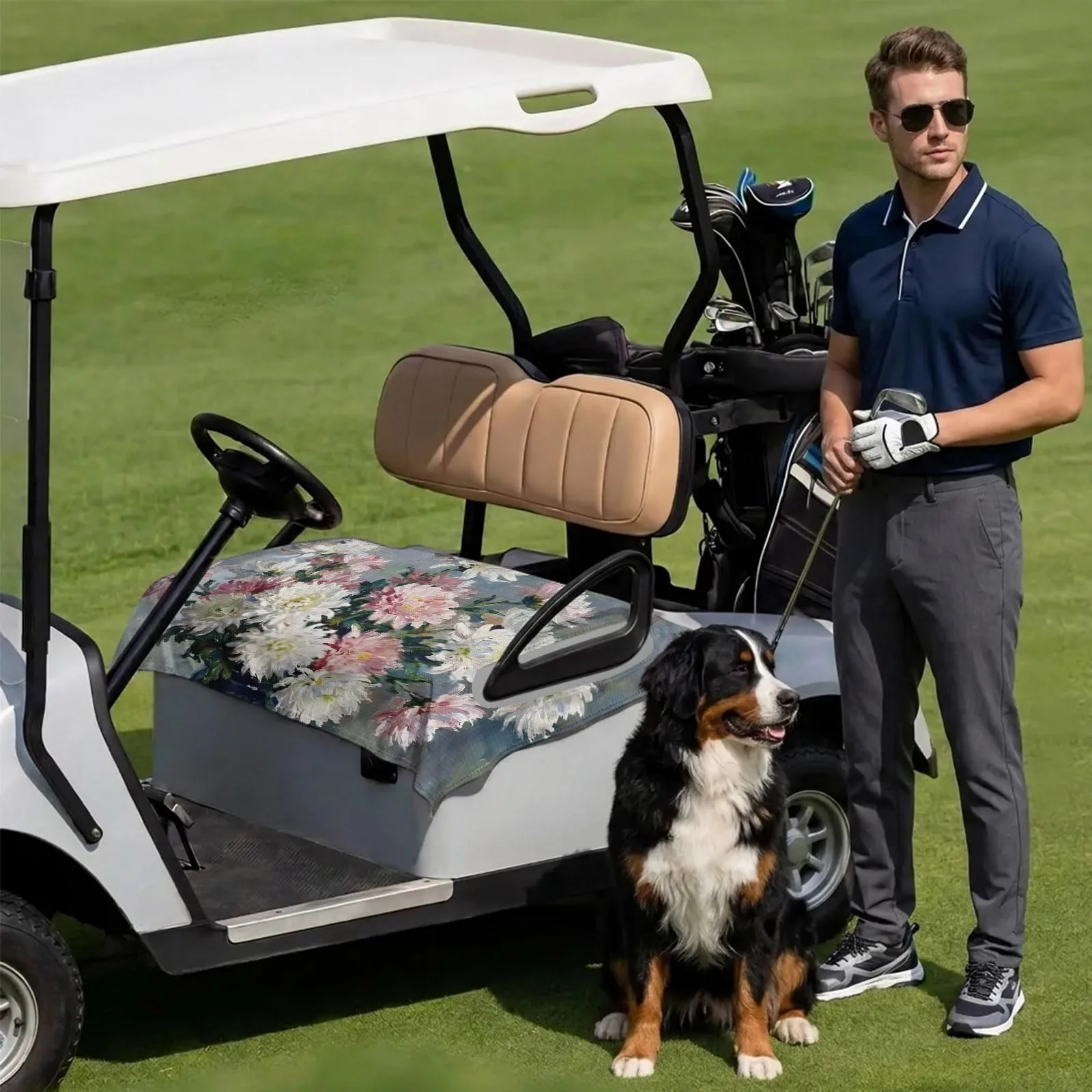 DecorLovee Floral Golf Cart Seat Cover, 51 x 31 Inch image 3