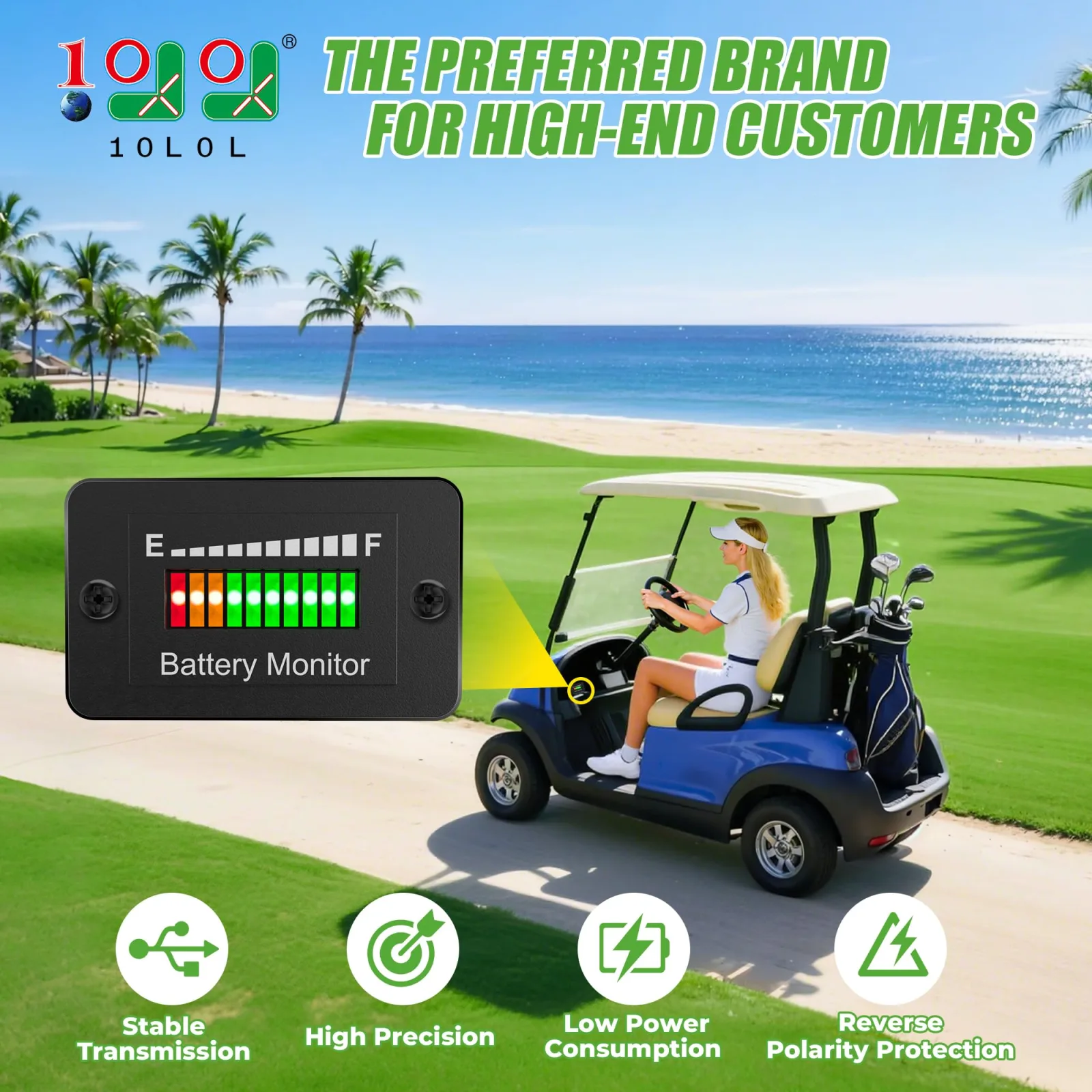 10L0L ELE-00026-H Golf Cart Battery Meter 12V-72V image 2
