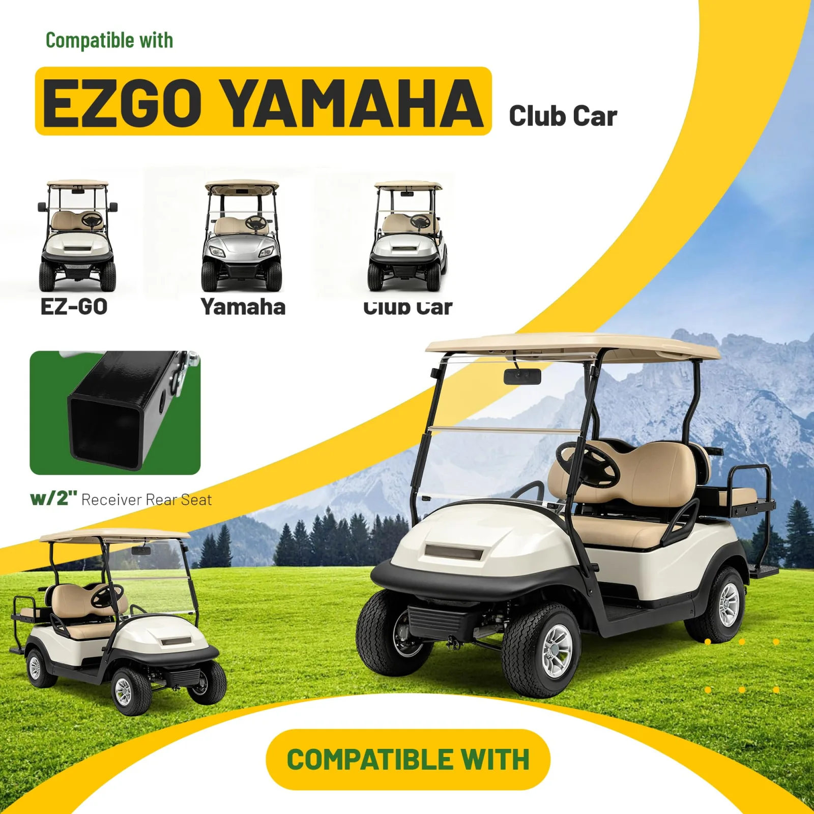ALMULOO Golf Bag Holder for E-Z-GO, Yamaha & Club Car image 2