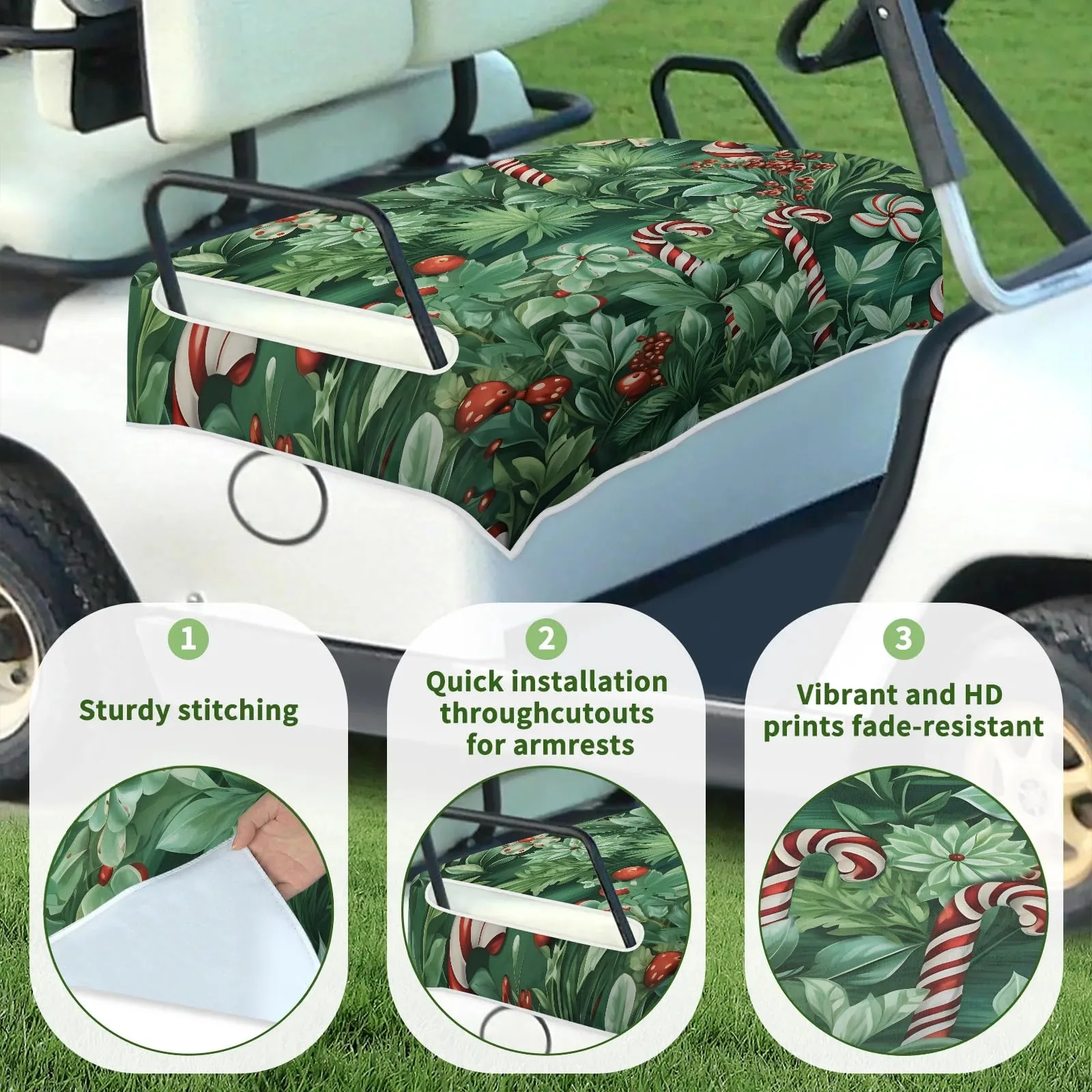 Tiveruda Golf Cart Seat Cover Blanket for Double Seats image 3