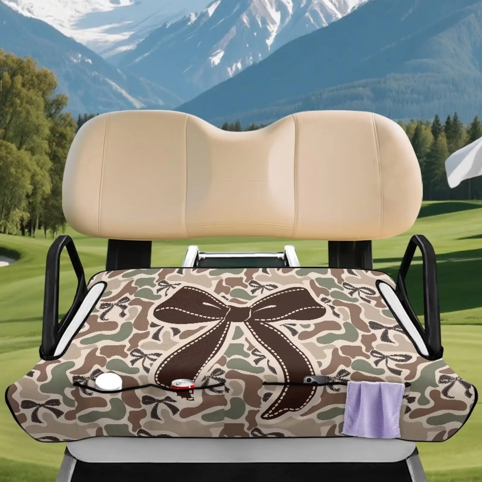 Knextrepoy CZC80 Golf Cart Seat Cover with Pockets image 3