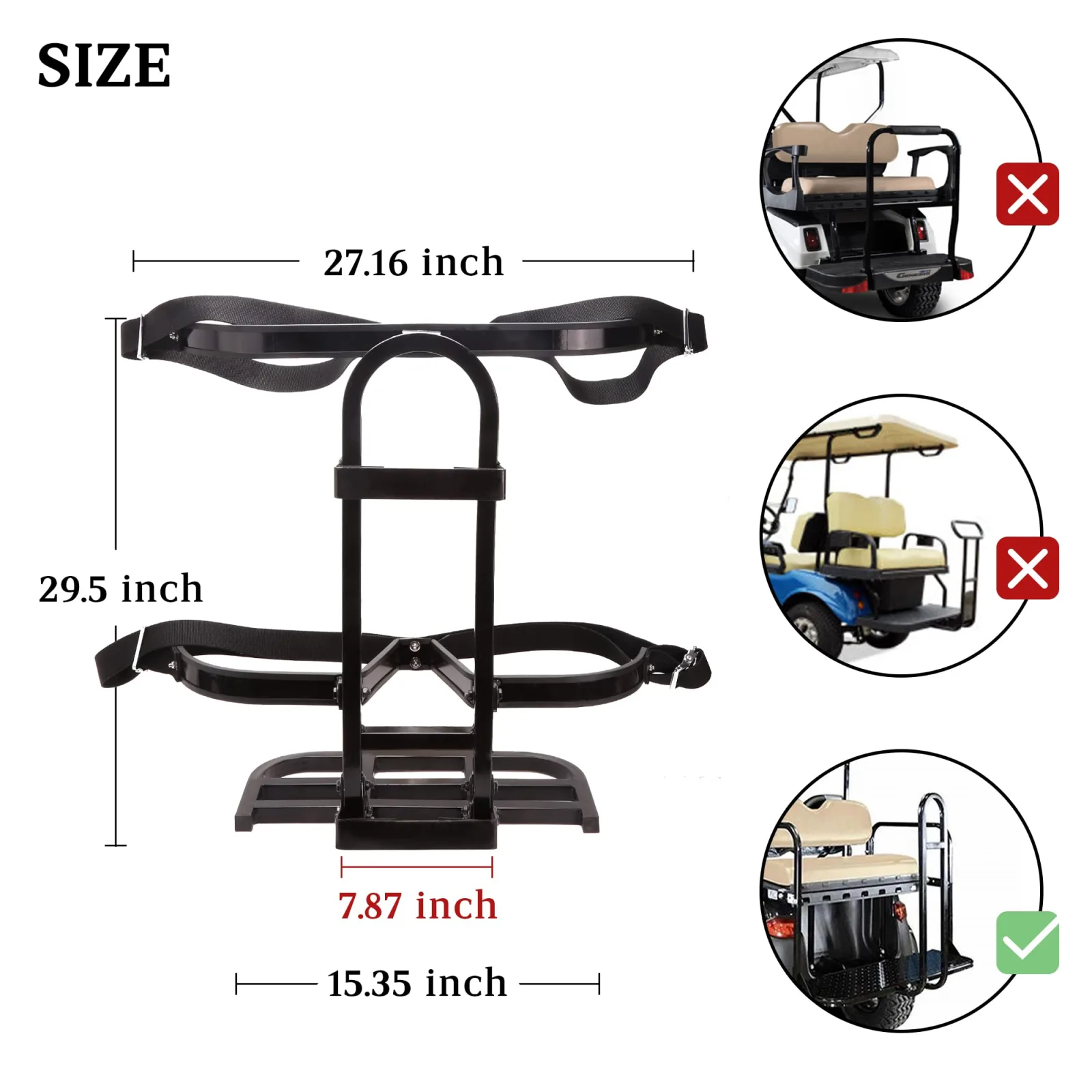 10L0L Golf Cart Rear Seat Bag Holder Rack image 4