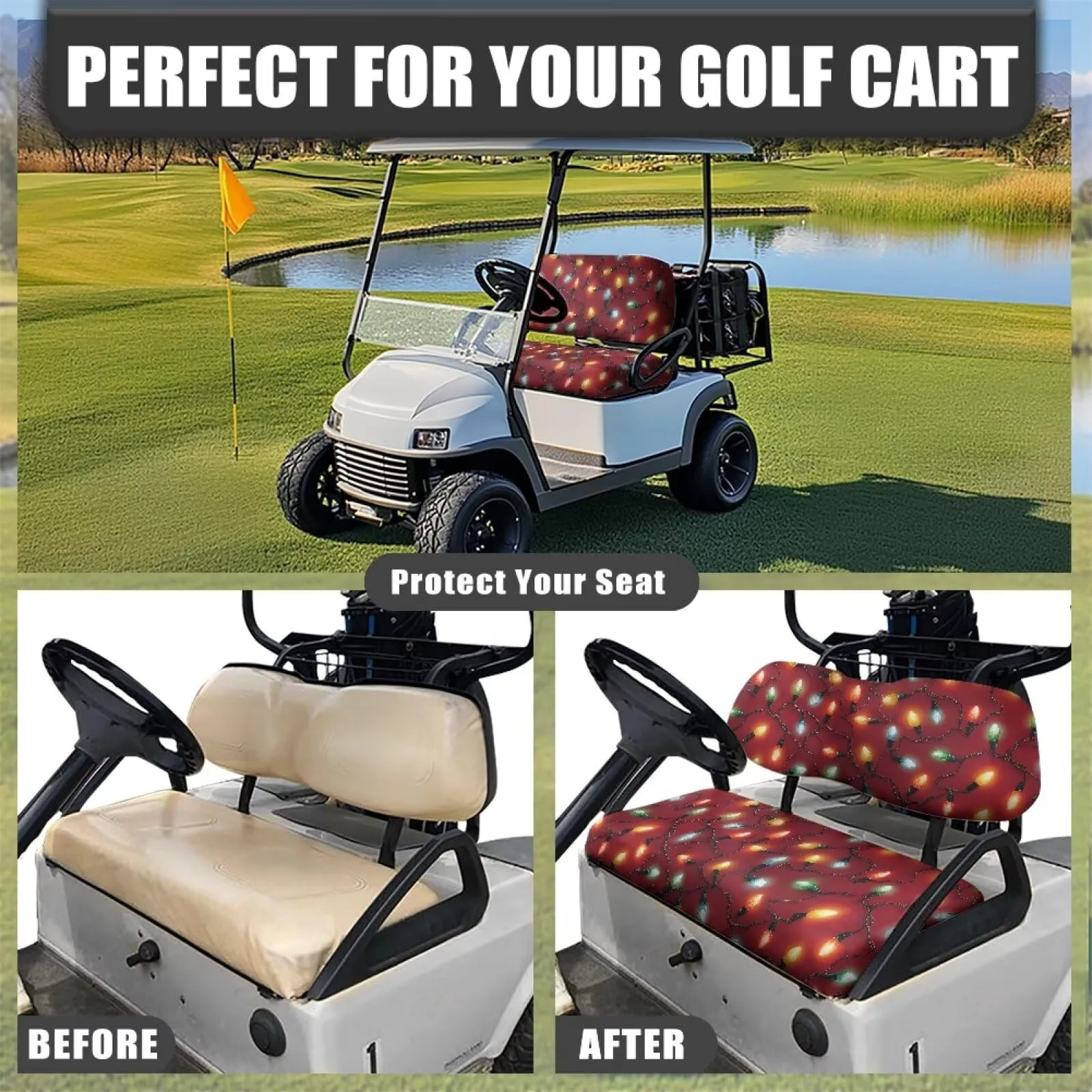 Quidrwyo Colorful Light Golf Cart Seat Cover Set image 4