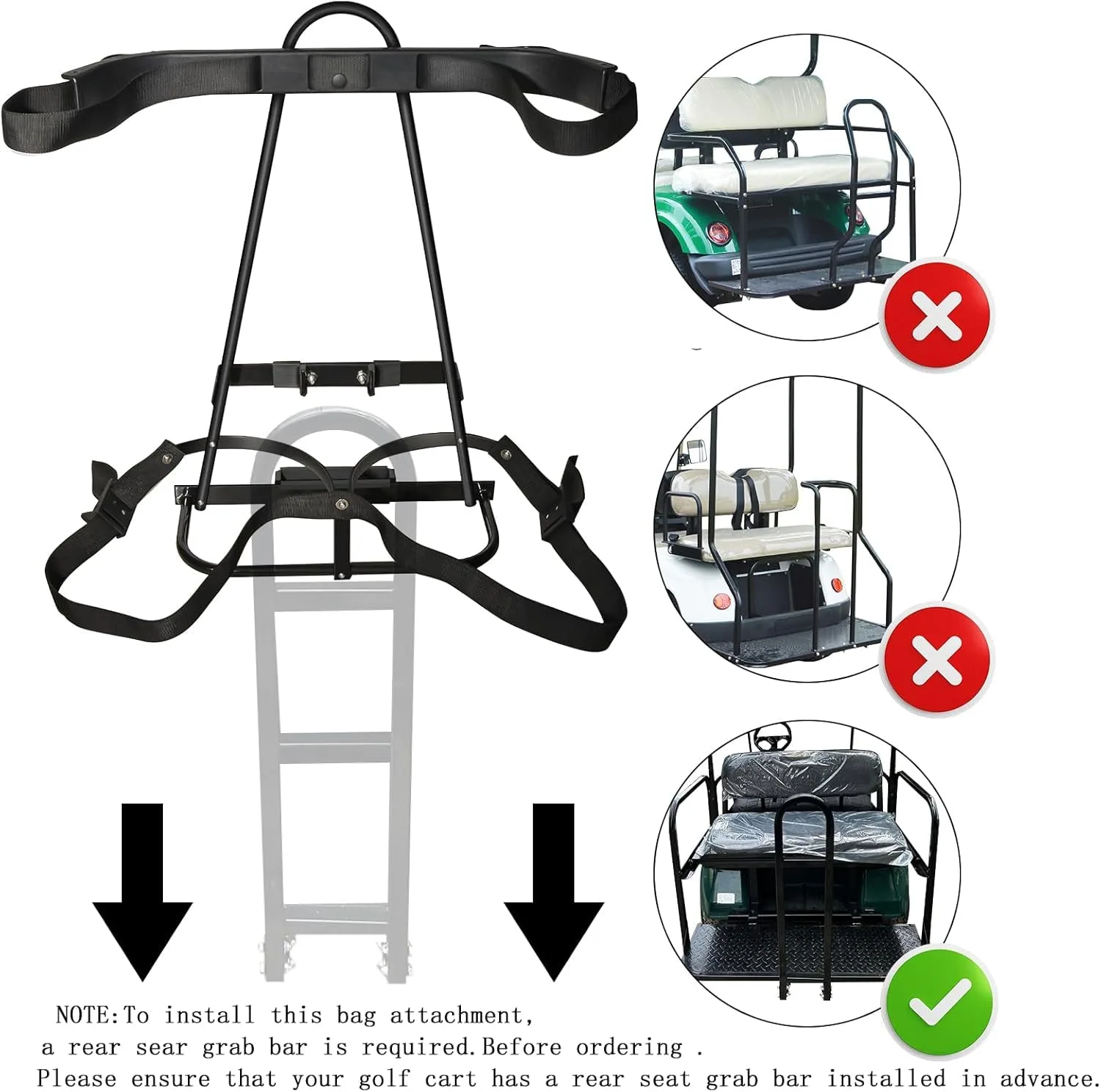 Shu-Ran Golf Cart Rear Seat Bag Holder Rack image 2