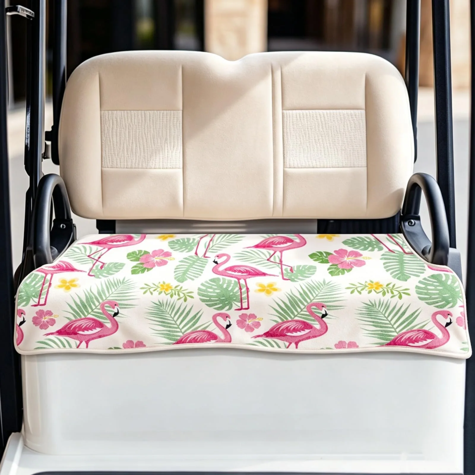 ORIGACH Flamingo & Leaves Golf Cart Seat Cover