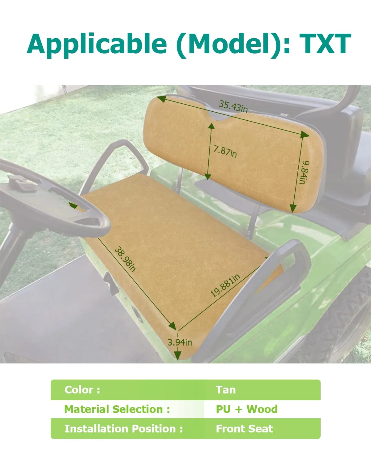 ILVGOLF Tan Front Seat Cushions for E-Z-GO TXT 1994-2013 image 2