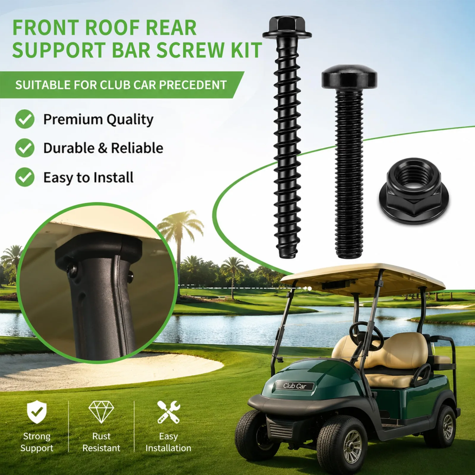 10L0L Club Car Precedent Roof Support Bar Screw Kit image 3