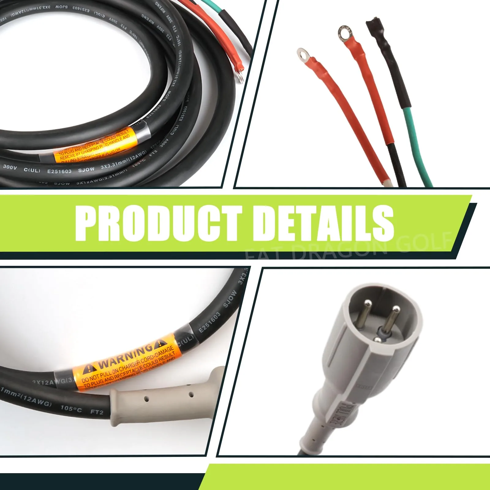 Panglong 48V Club Car Charger Plug and 130-Inch Cord image 2
