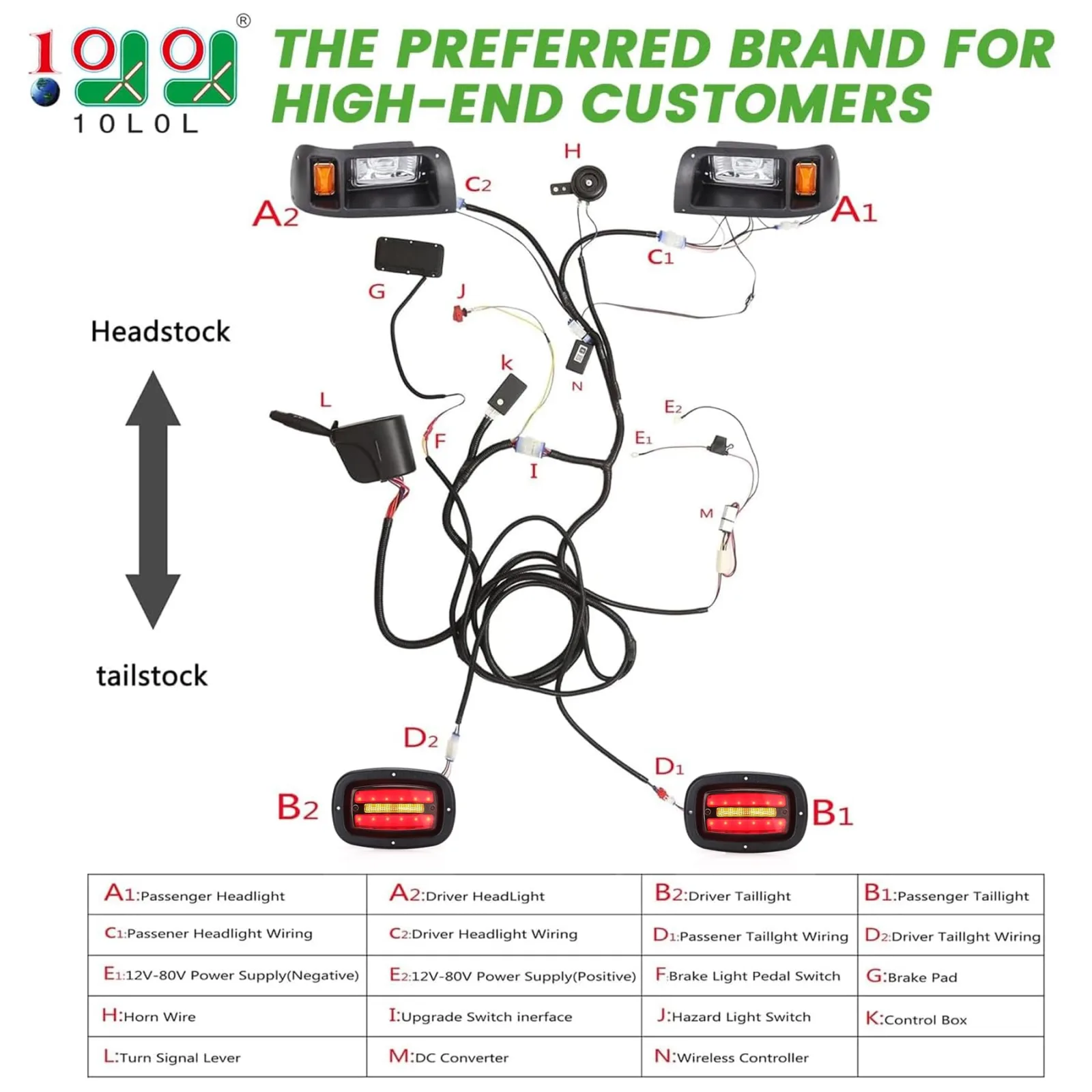 10L0L Deluxe LED Light Kit for Club Car DS image 2