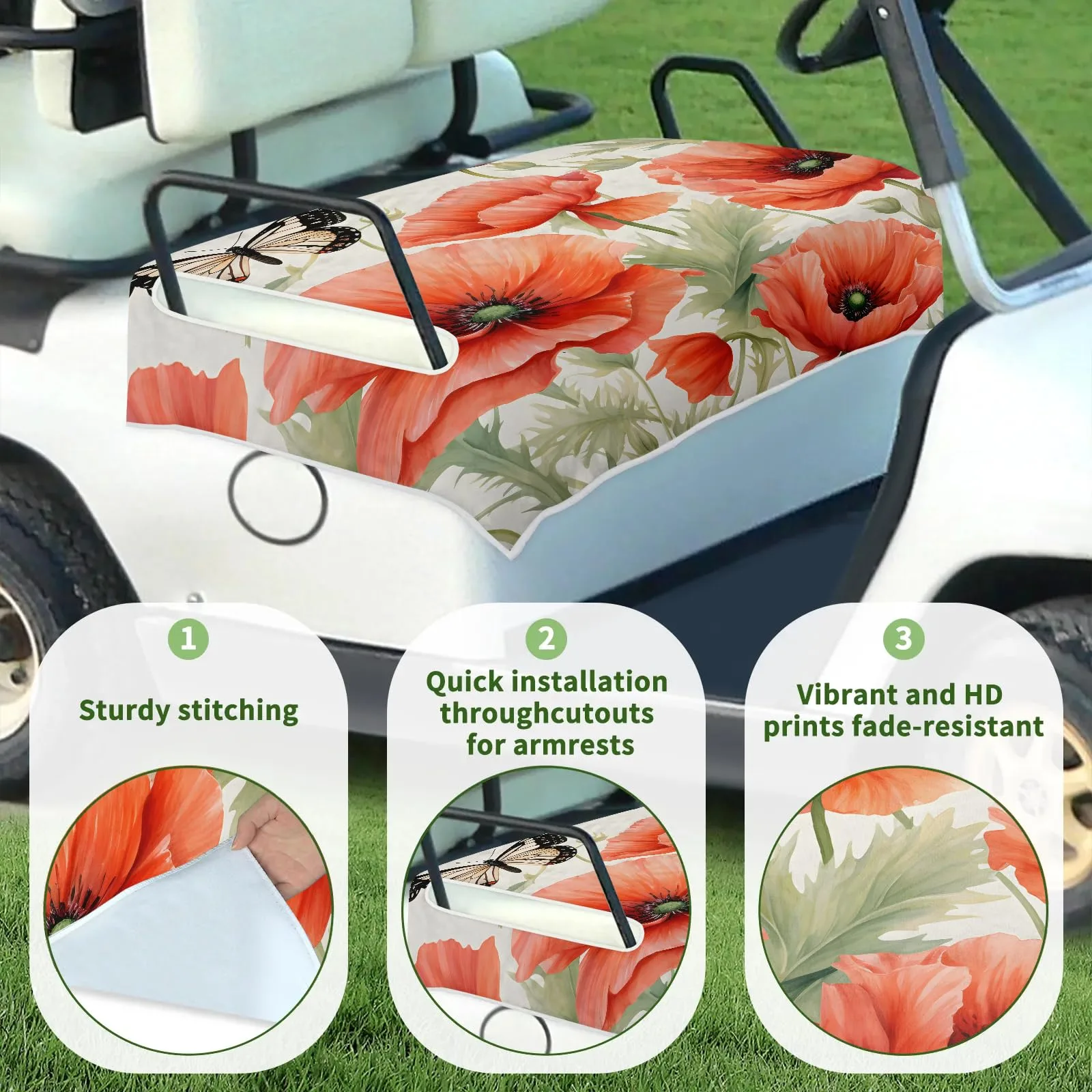 Tiveruda Golf Cart Seat Cover for Double Seats, 51 x 31 in image 3