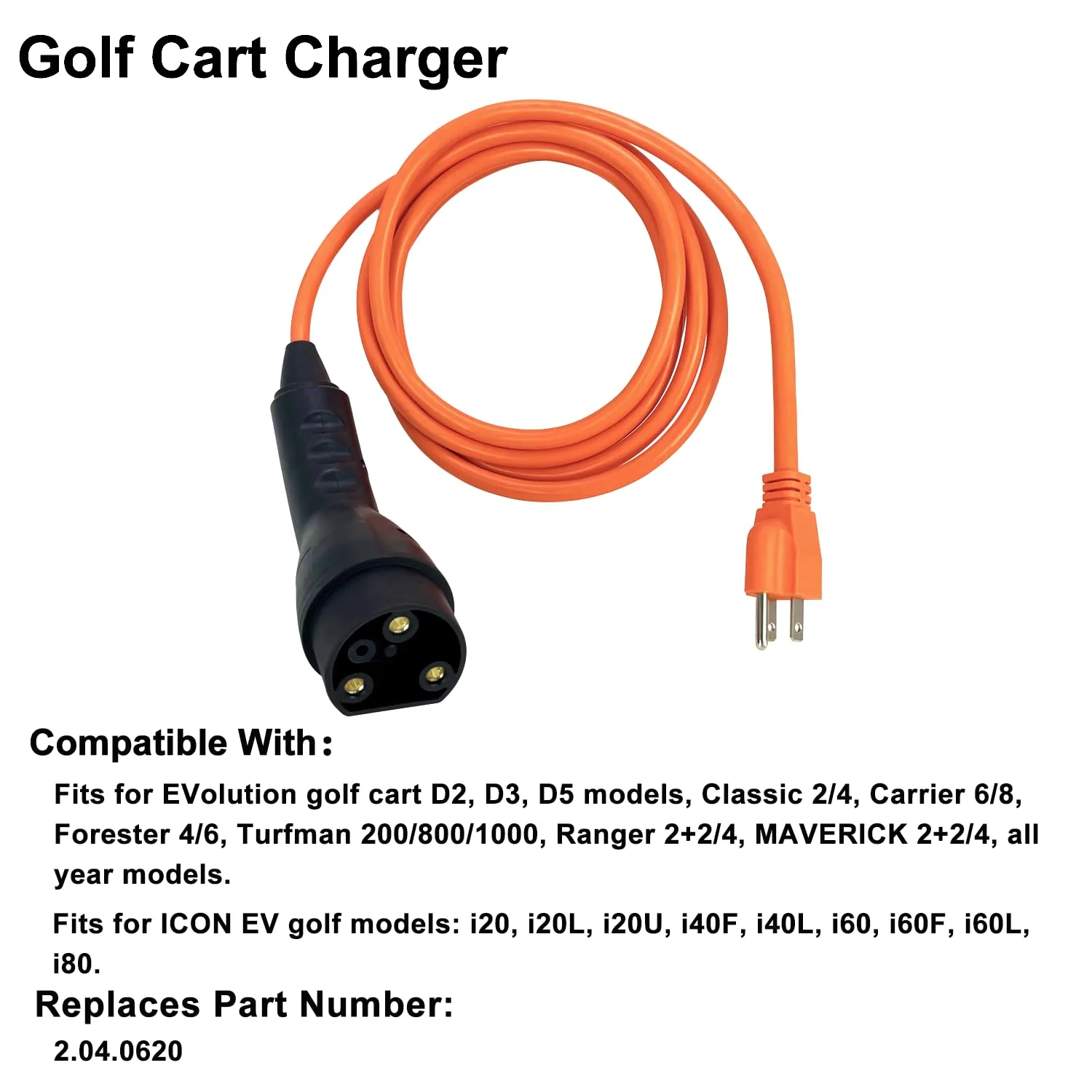 Phoddar ST-031016-PT Golf Cart Charging Power Cord image 3
