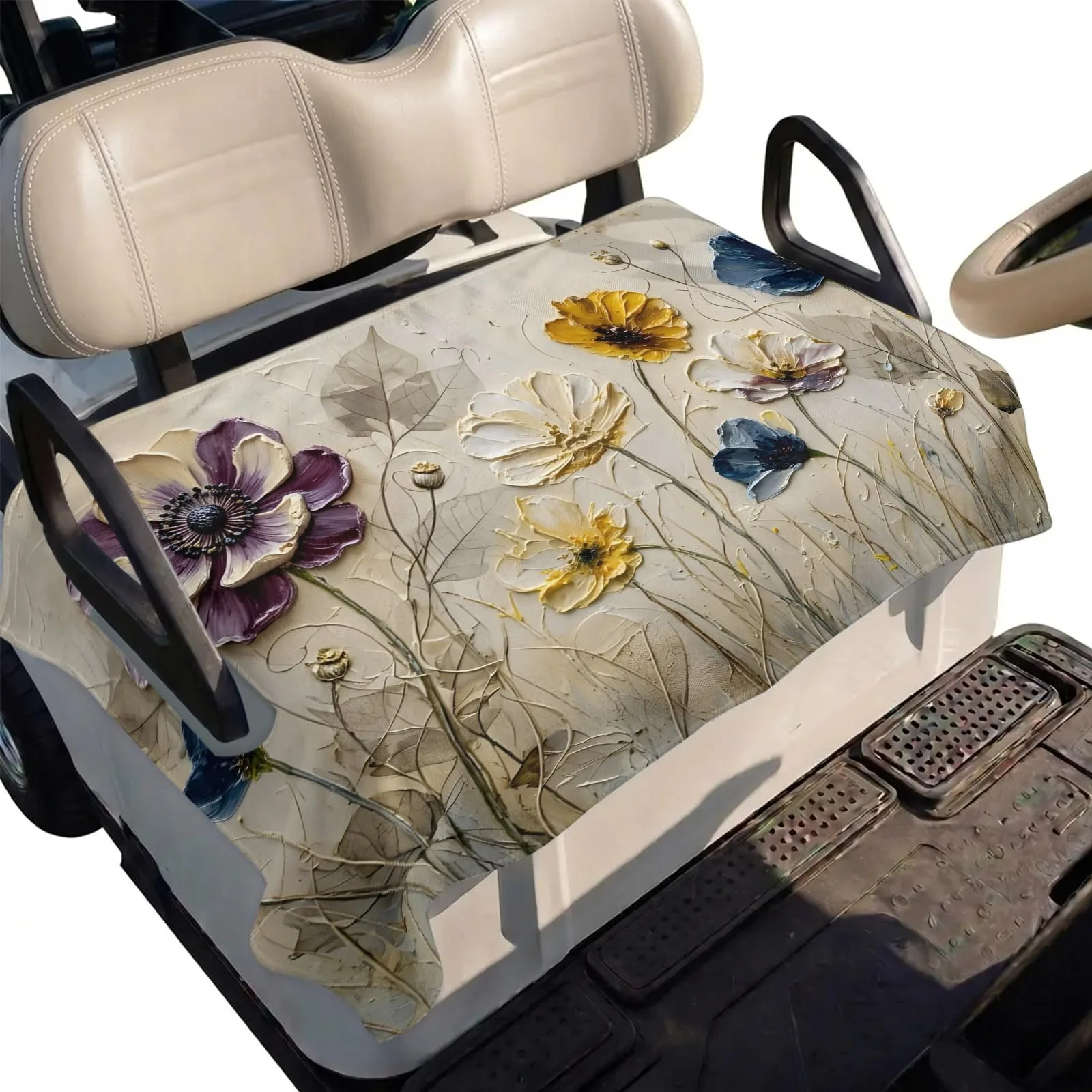 DecorLovee Farmhouse Flowers Golf Cart Seat Cover