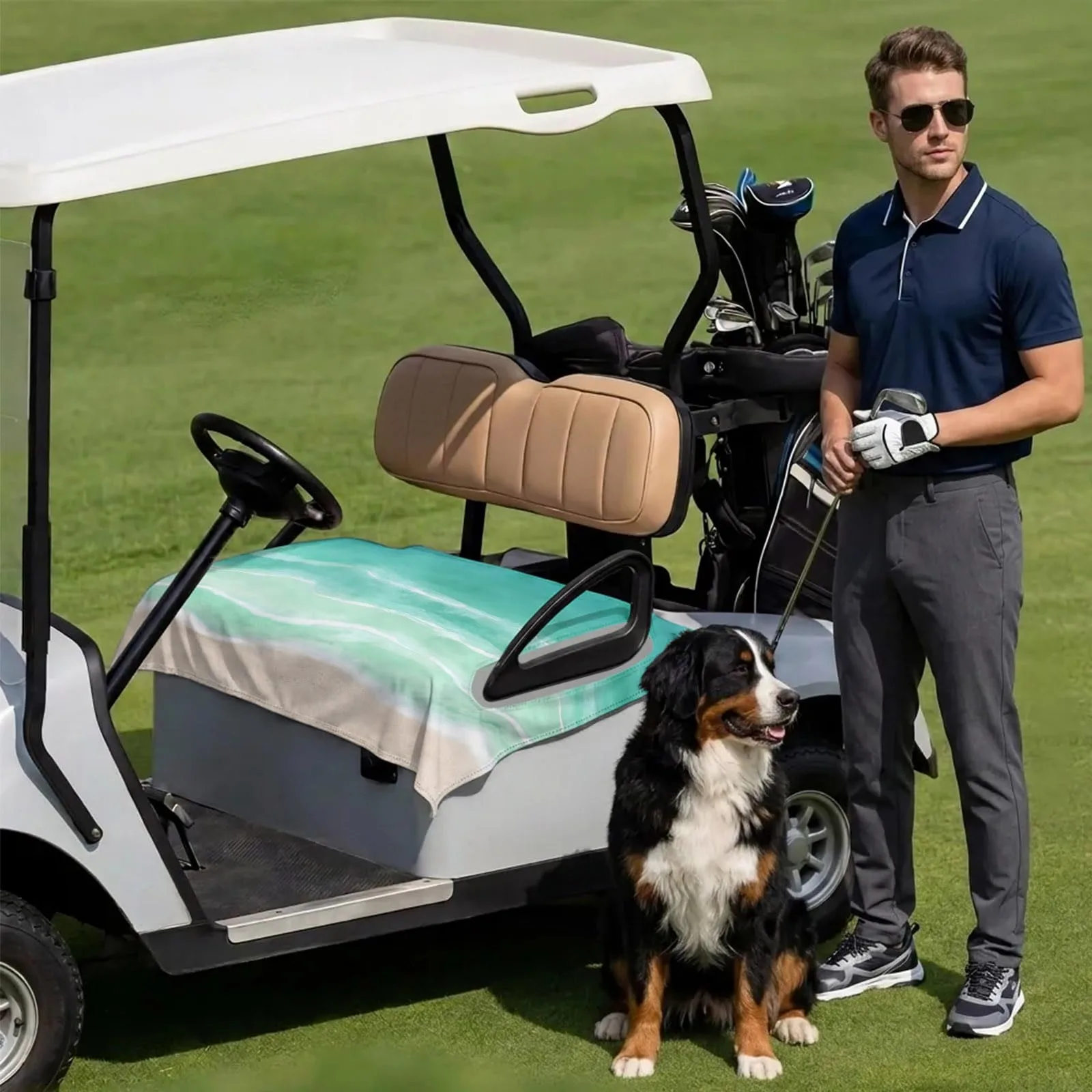 DecorLovee Turquoise Golf Cart Seat Cover 51 x 31 in image 3