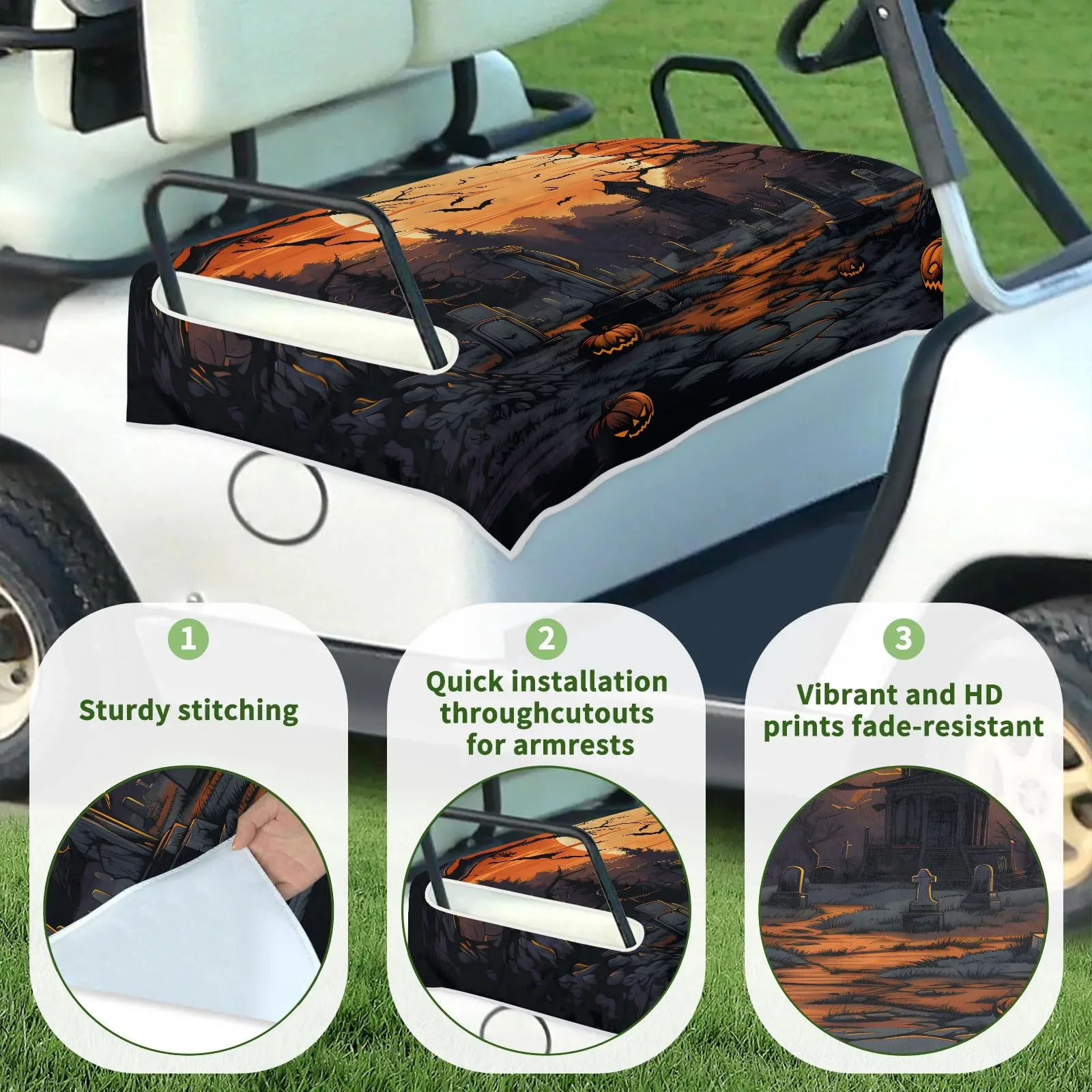 Tiveruda 51" x 31" Golf Cart Seat Cover — Double Seat Microfiber image 3