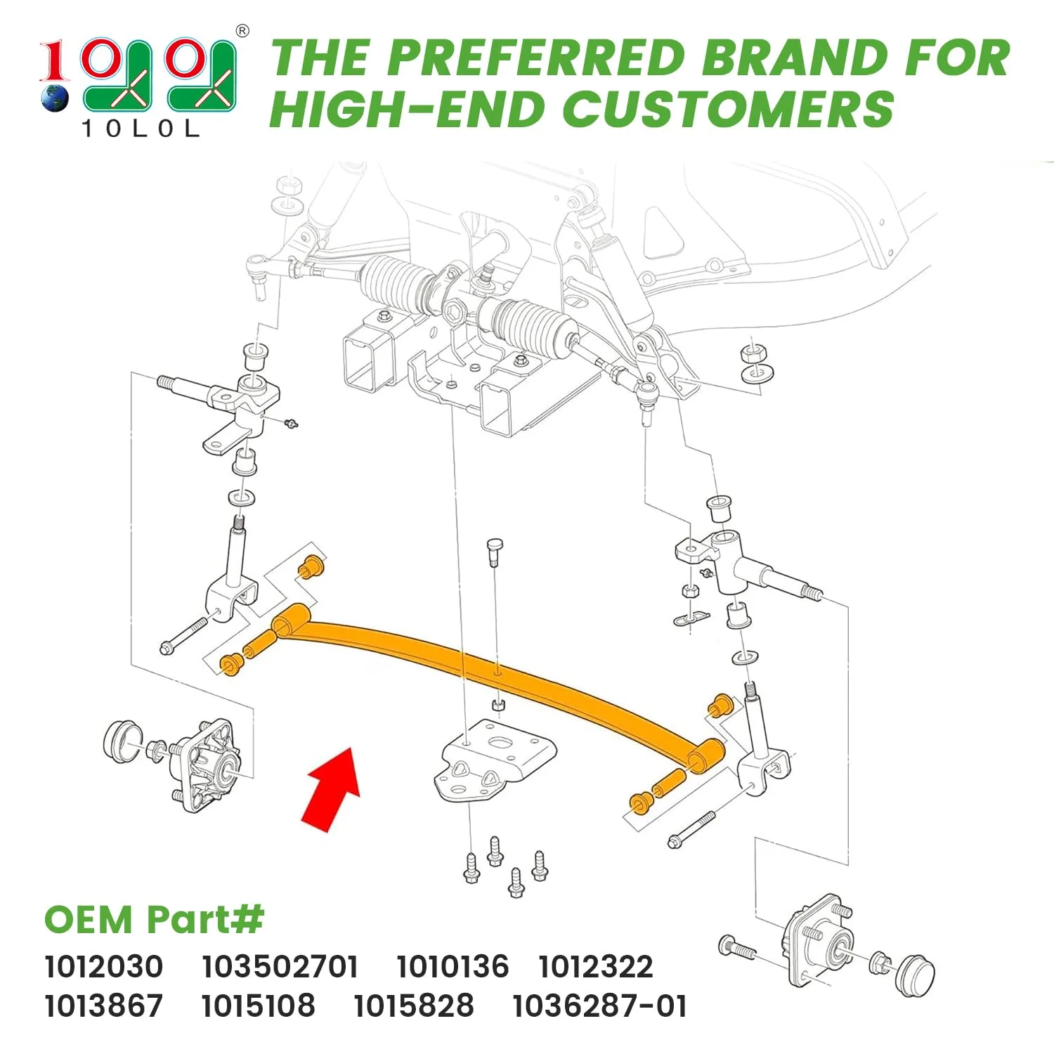 10L0L Front Leaf Spring Kit for Club Car DS and Precedent image 2