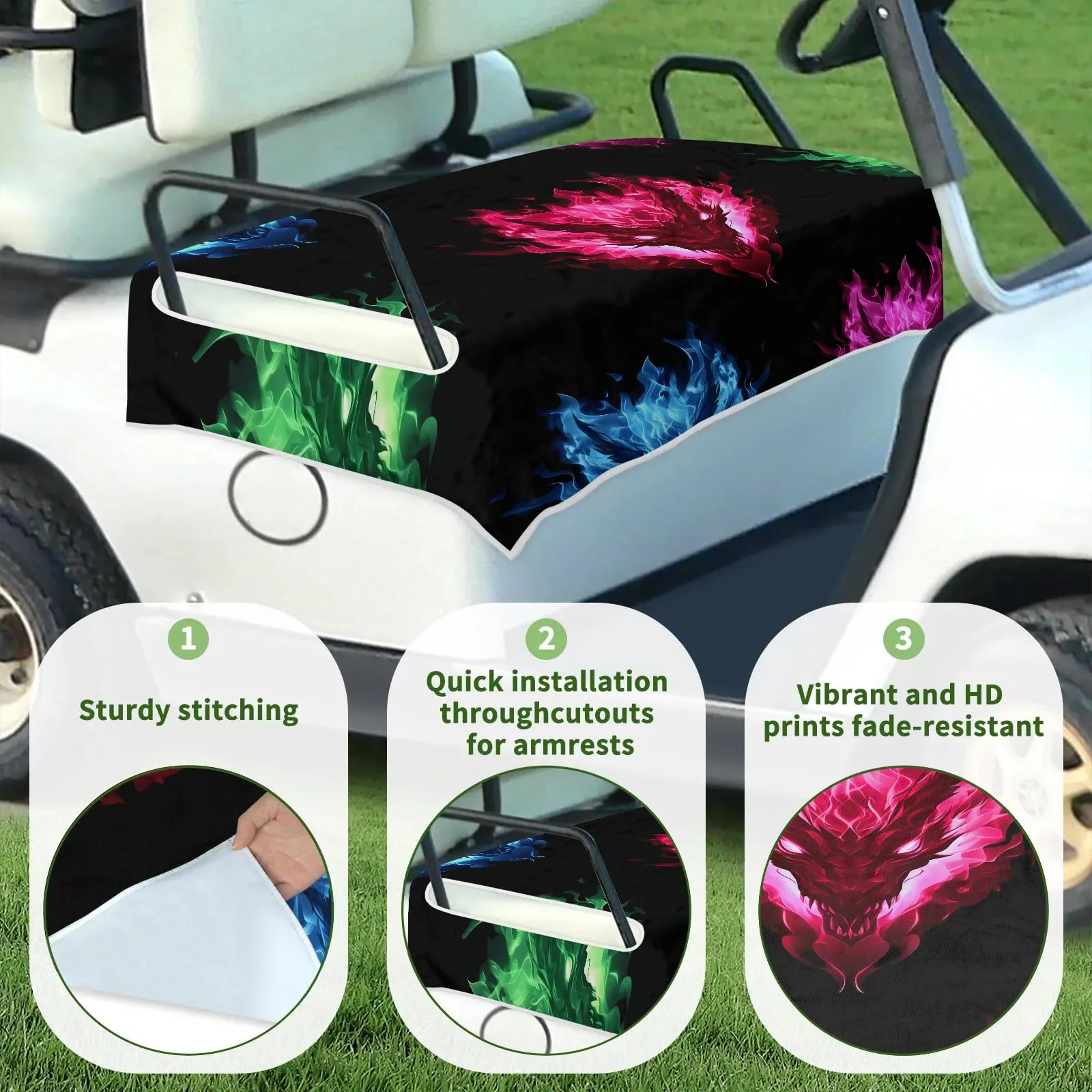 Tiveruda Golf Cart Seat Cover for Double Seats, 51 x 31 in image 3