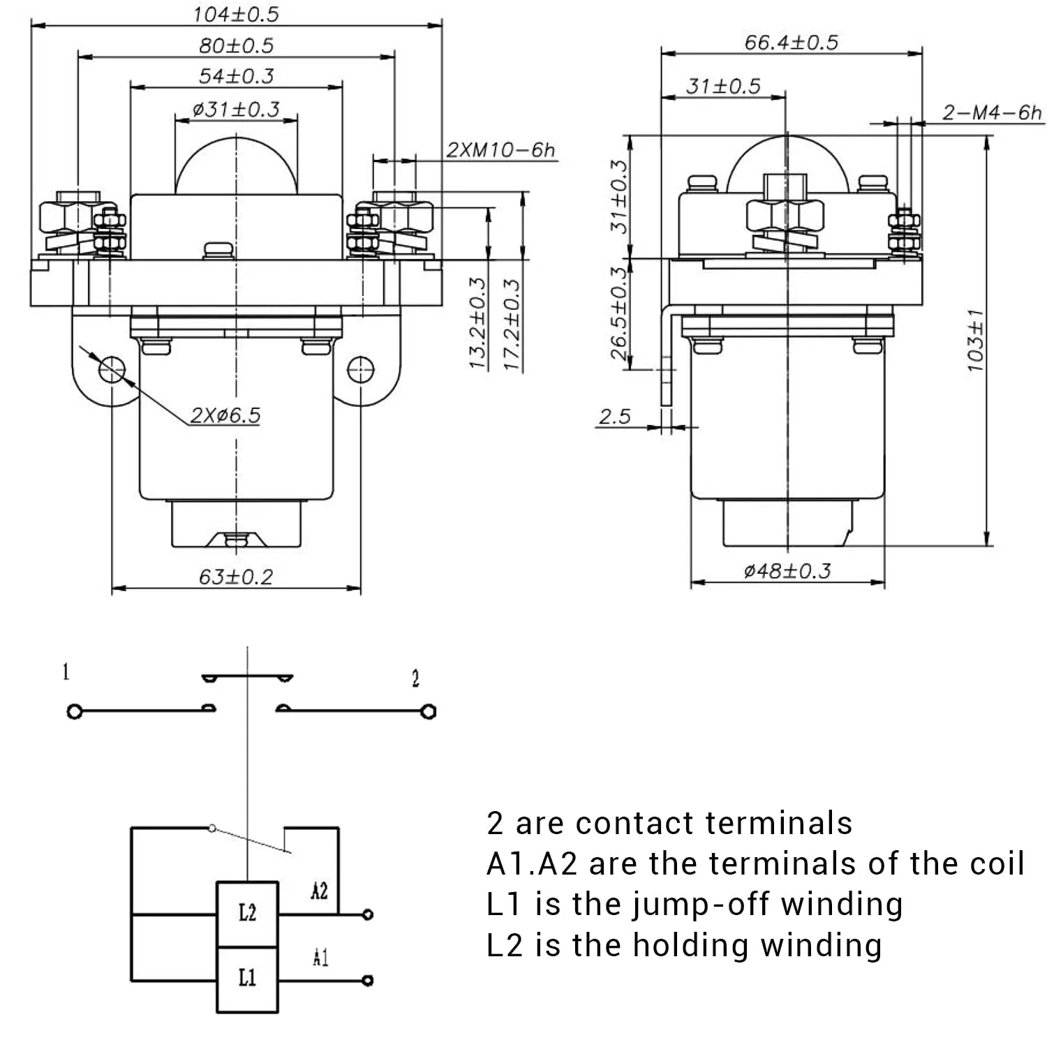 Meckparts 48V 400A MZJ-400A Solenoid Contactor image 2