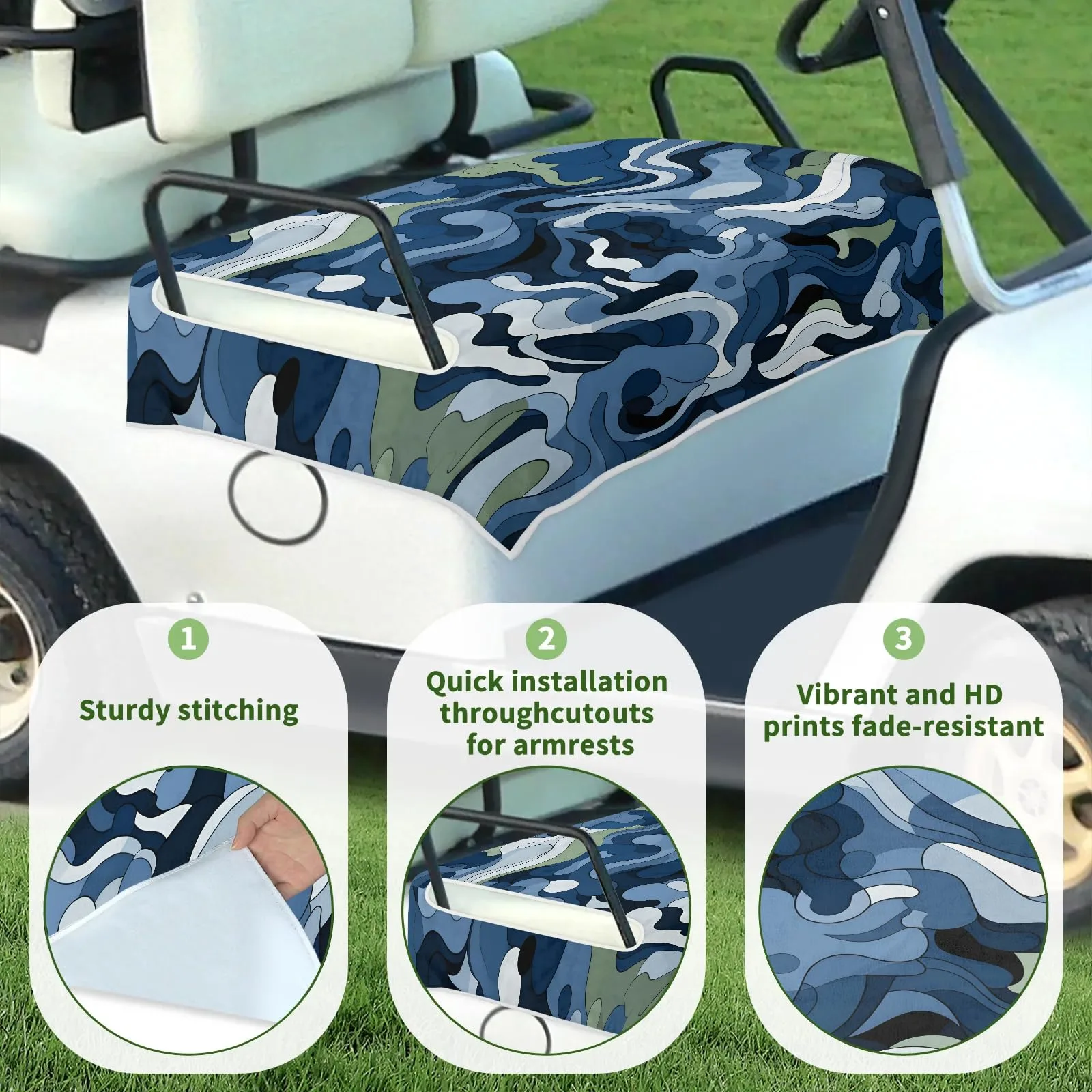 Tiveruda Golf Cart Seat Cover for Double Seats image 3