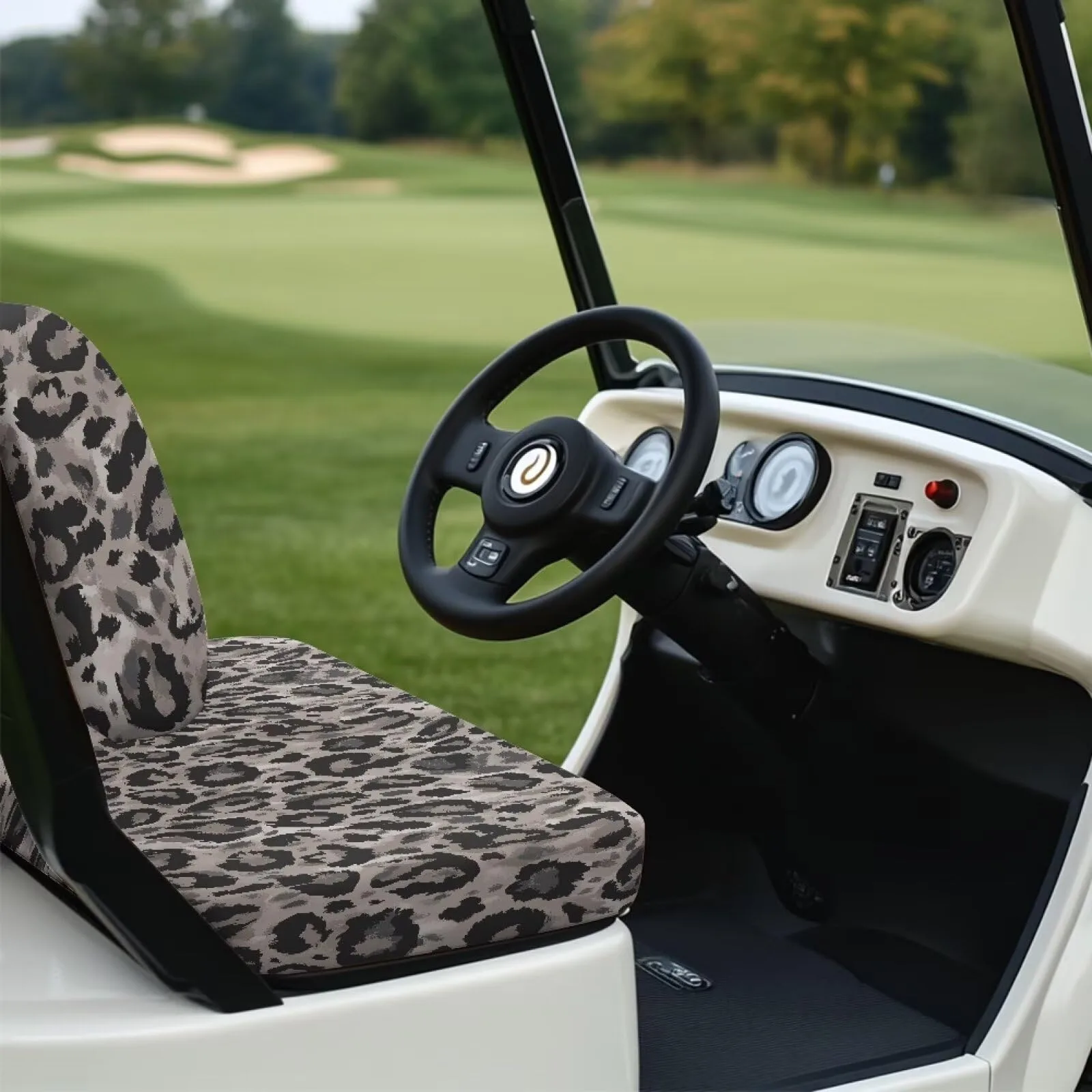 TOADDMOS Gray Leopard Print Golf Cart Seat Cover image 3