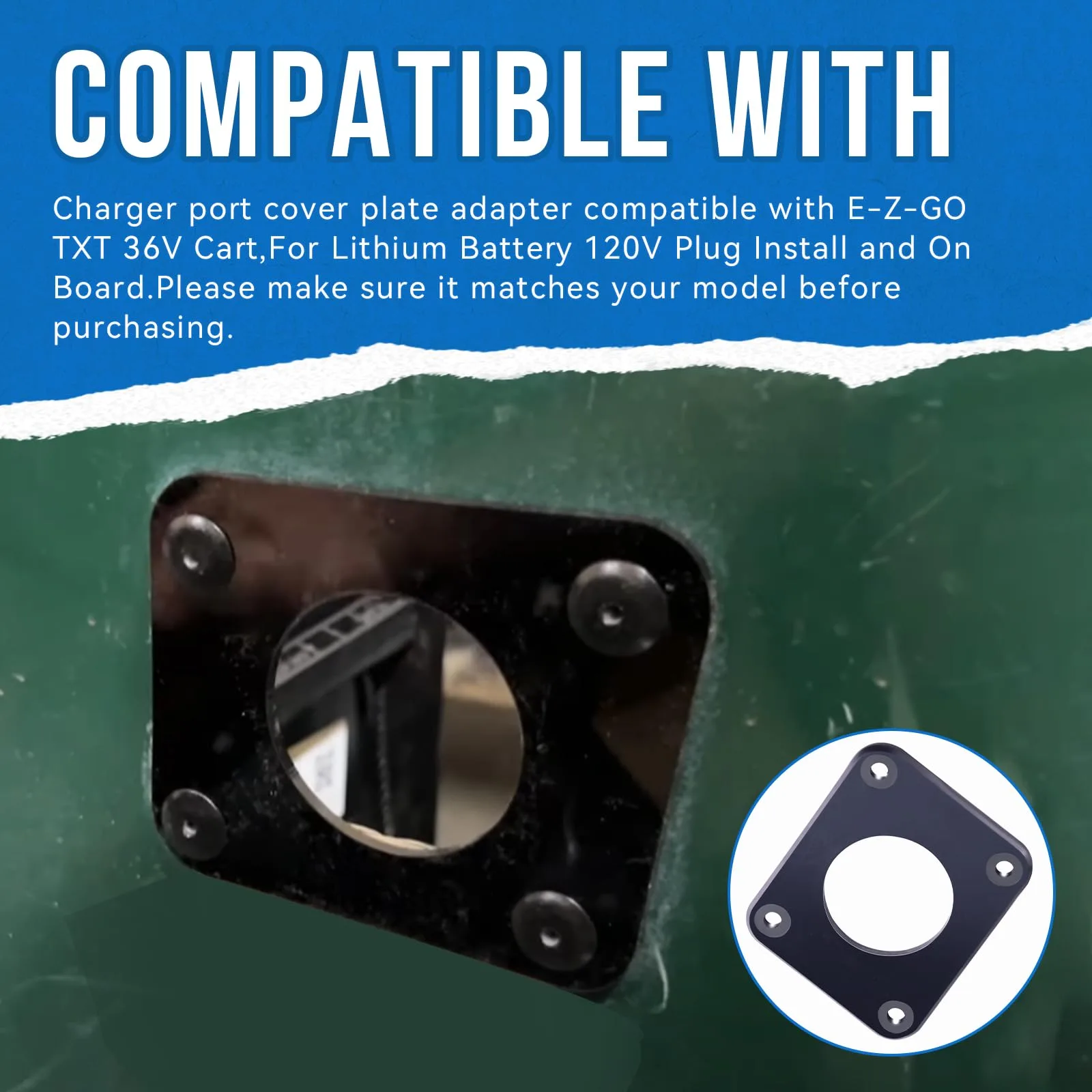 SeDeplacer Charger Port Cover Plate Adapter for E-Z-GO TXT 36V image 2