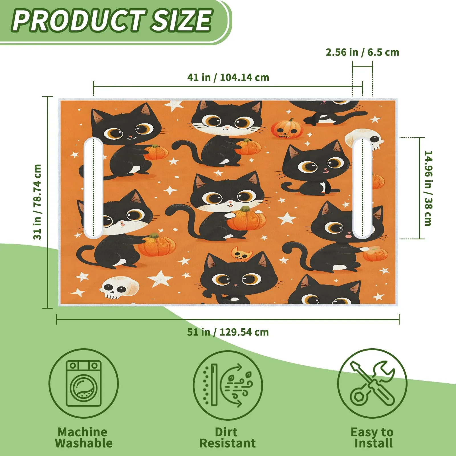 Tiveruda Halloween Lovely Kitten Universal Golf Cart Seat Cover 51" x 31" image 2