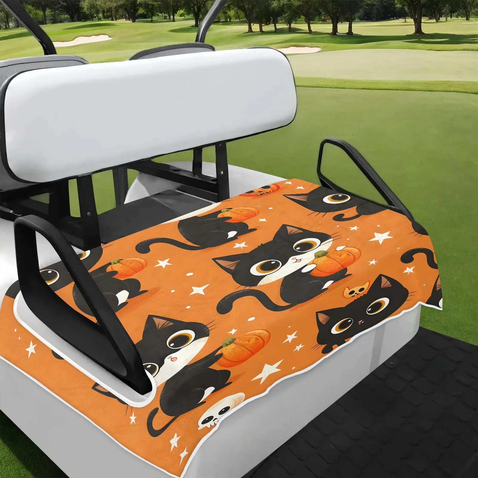 Tiveruda Halloween Lovely Kitten Universal Golf Cart Seat Cover 51" x 31"