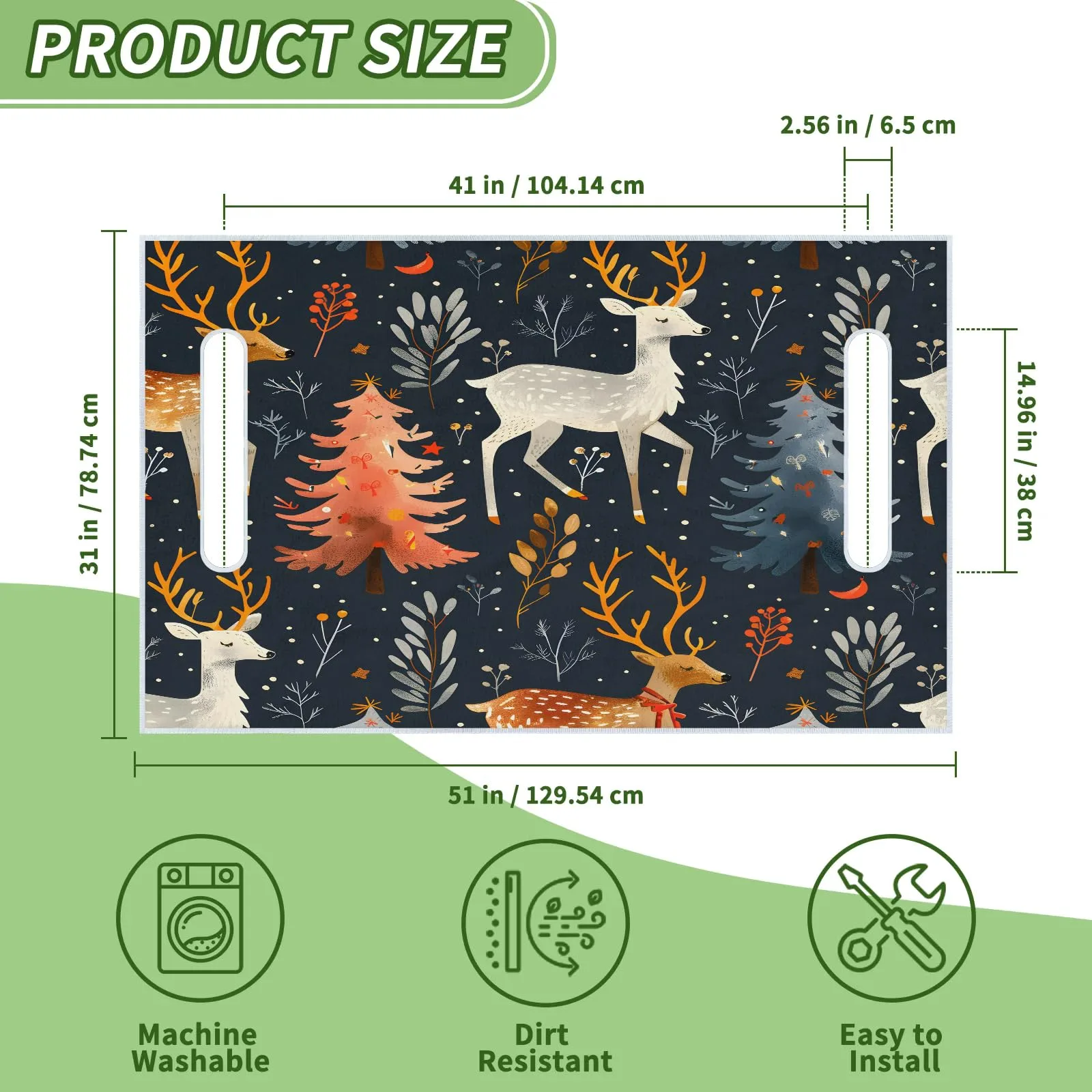Tiveruda Watercolor Deer Golf Cart Seat Cover 51 x 31 image 2