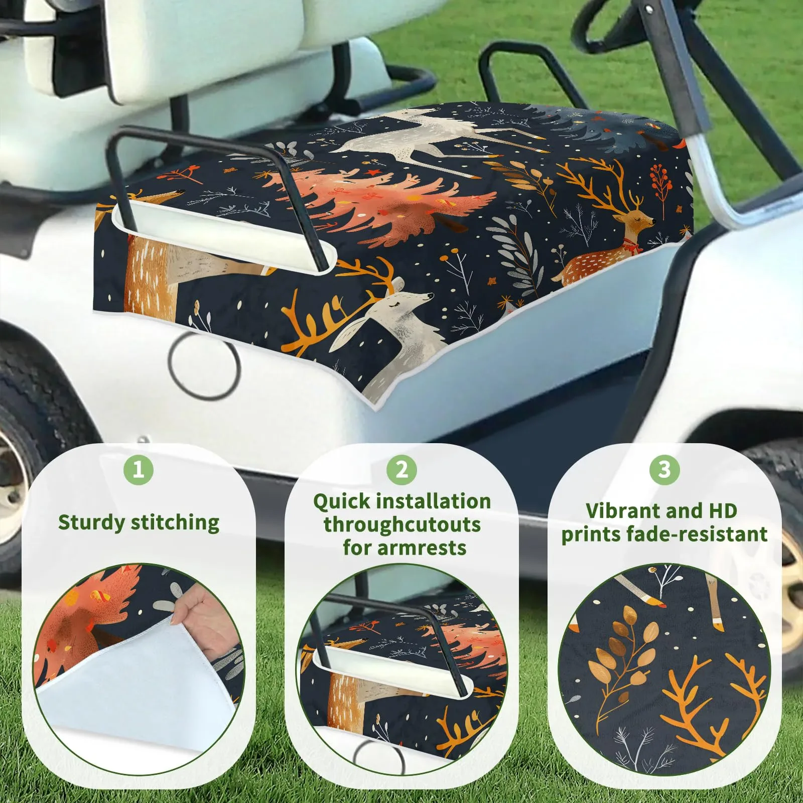 Tiveruda Watercolor Deer Golf Cart Seat Cover 51 x 31 image 3
