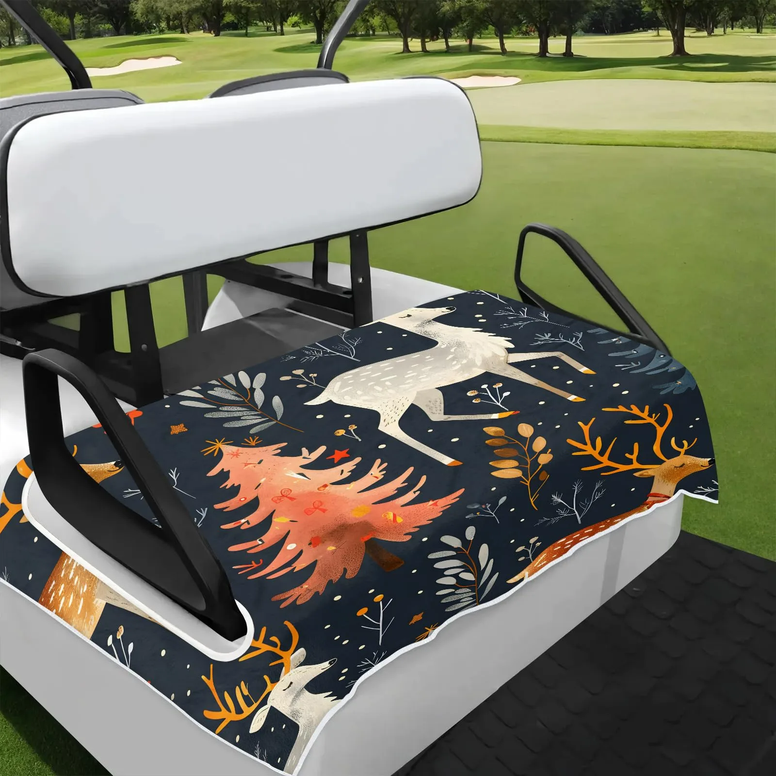Tiveruda Watercolor Deer Golf Cart Seat Cover 51 x 31