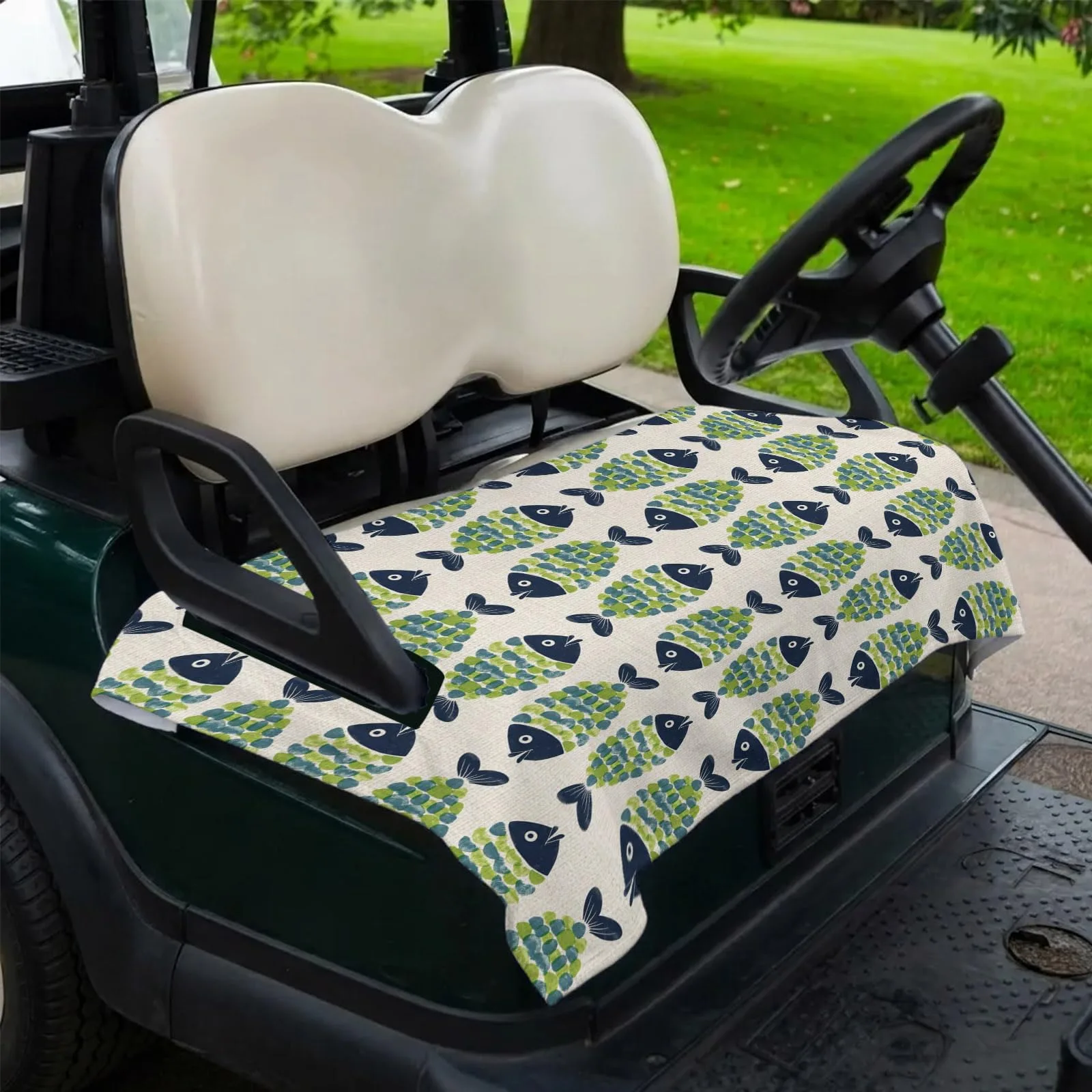 DecorLovee Green Fish Golf Cart Seat Cover Towel image 2