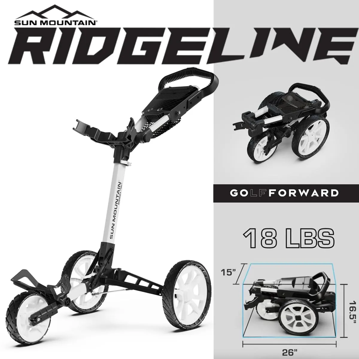 Sun Mountain Ridgeline 3 Push Cart — Pink (Ridgeline 3, 52SM030 PNK) image 2
