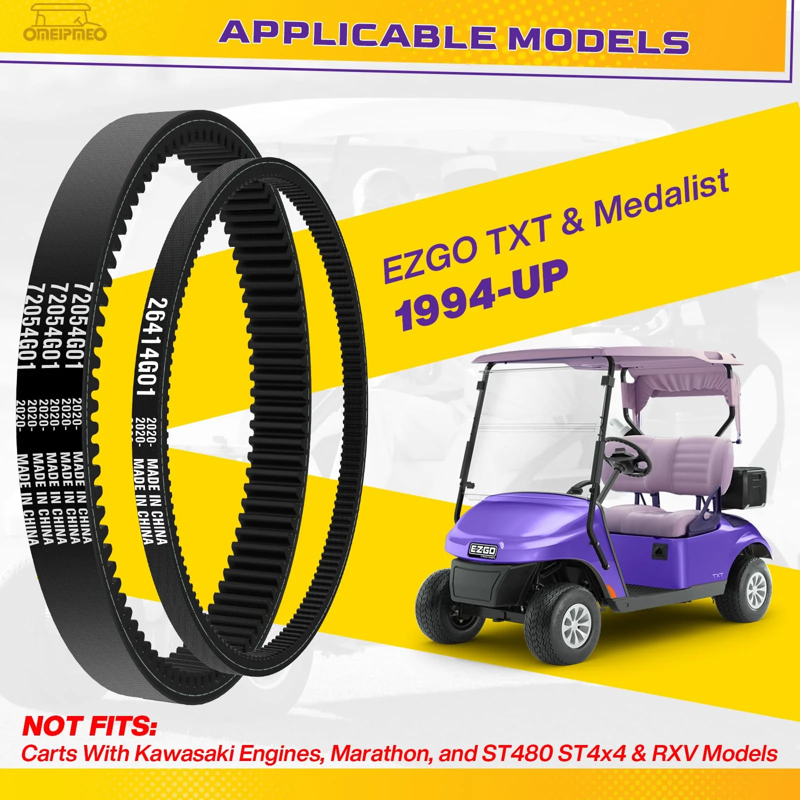 OMEIPMEO E-Z-GO TXT Clutch and Starter Belt Kit image 2
