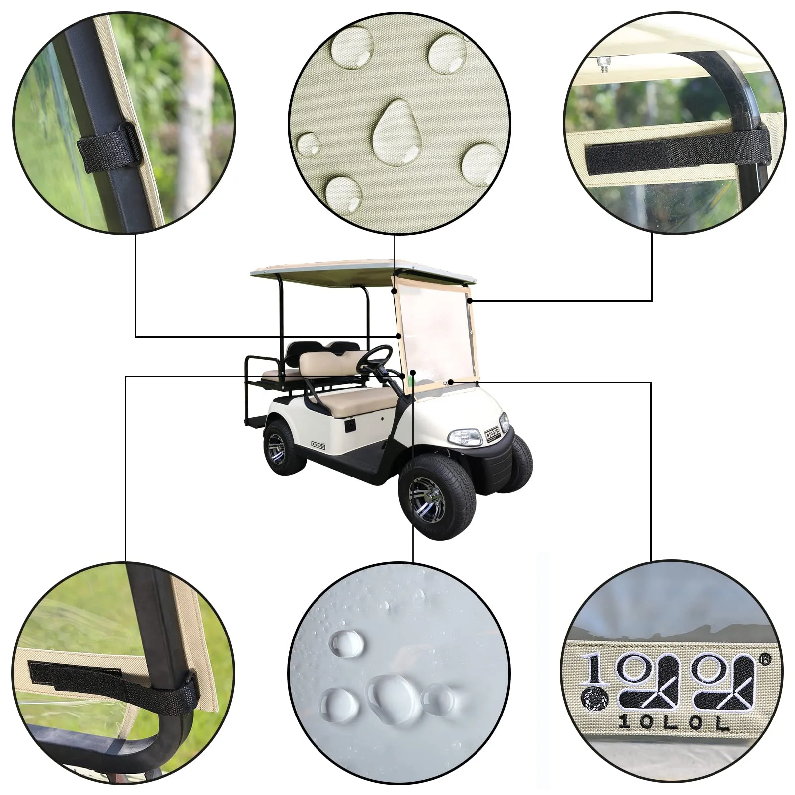 10L0L Foldable Clear PVC Front Windshield for E-Z-GO RXV image 2