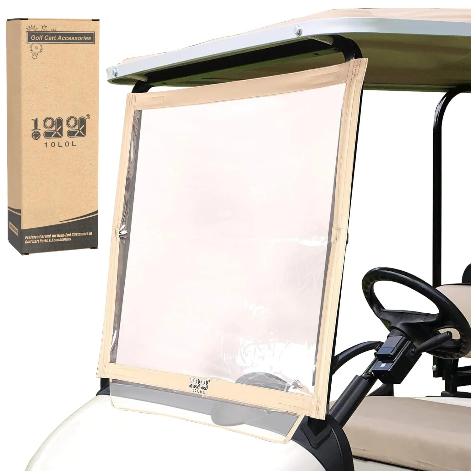 10L0L Foldable Clear PVC Front Windshield for E-Z-GO RXV