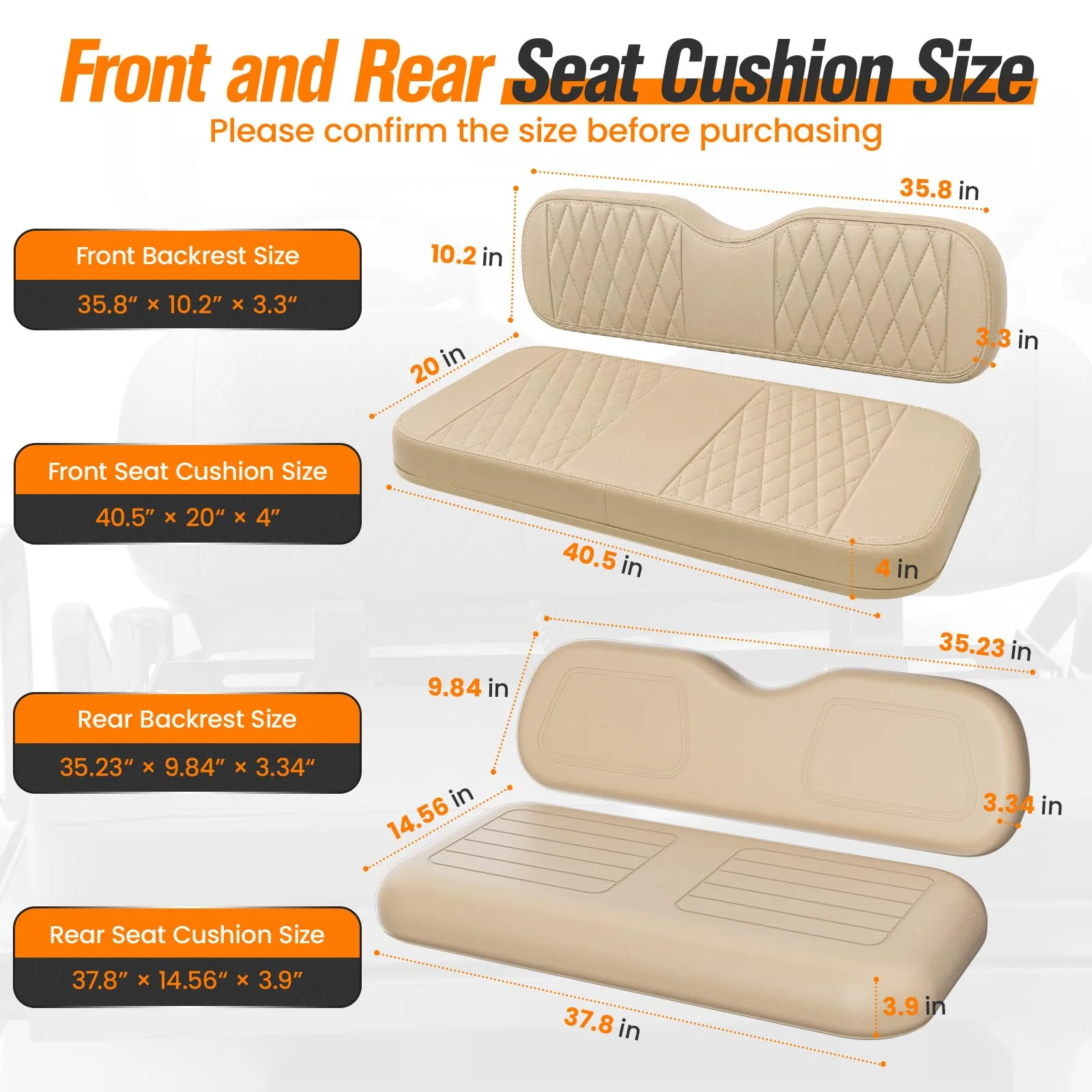 GODCTSUP E-Z-GO TXT & Medalist Seat Cushion Kit (1994-2013) - G9-ETQHZDKBZH-HUANG image 3