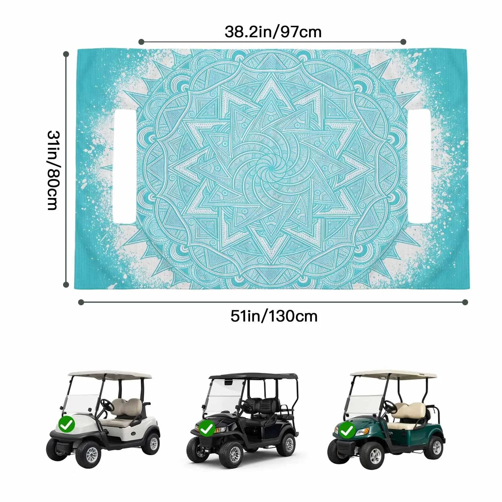 Trosturdspn Teal Geometric Golf Cart Seat Cover image 2