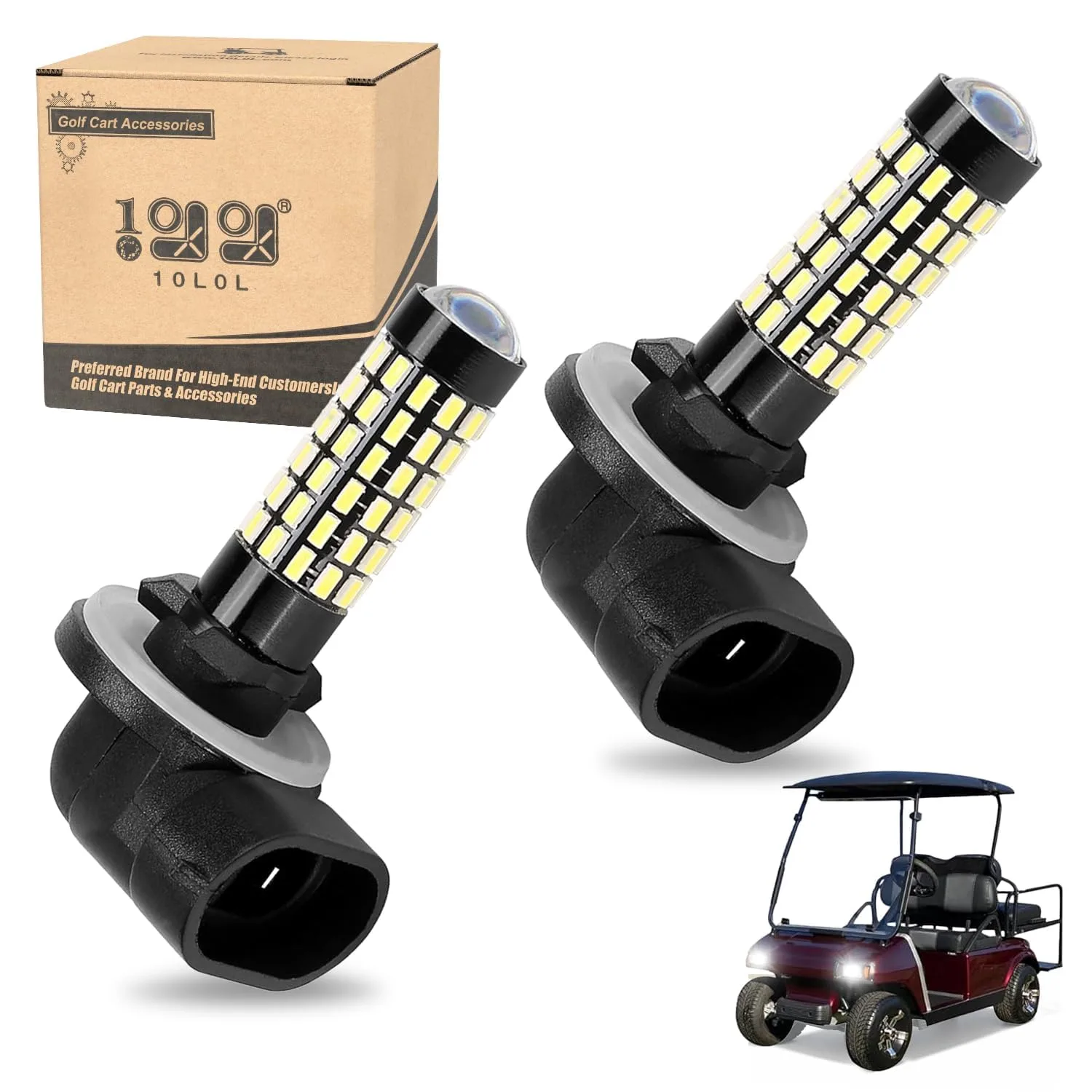 10L0L 881 Golf Cart Headlight Bulbs for E-Z-GO and Club Car