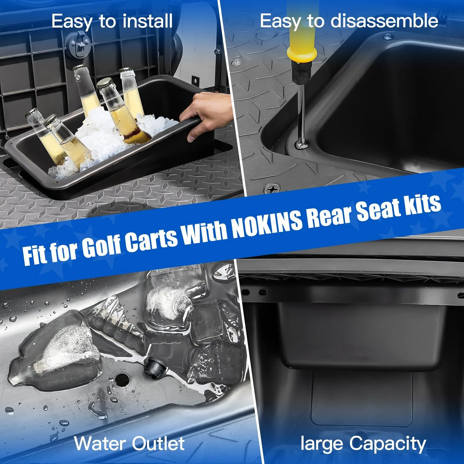 NOKINS Golf Cart Rear Seat Kit Cooler Box image 2