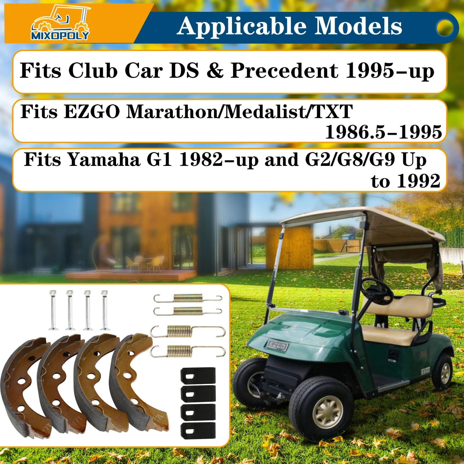 Mixopoly Golf Cart Brake Shoes and Spring Kit image 3