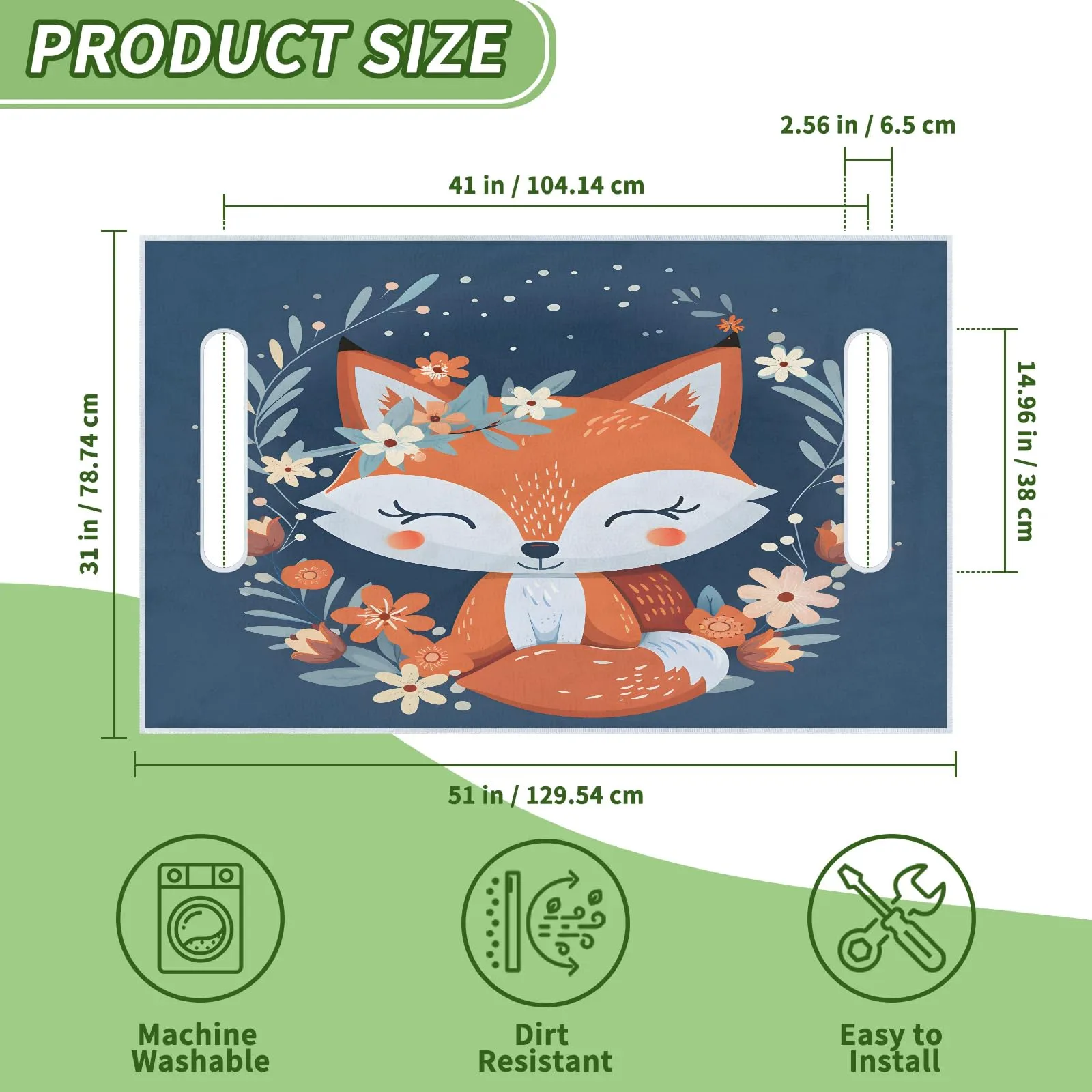 Tiveruda Kawaii Fox Flower Golf Cart Seat Cover image 2