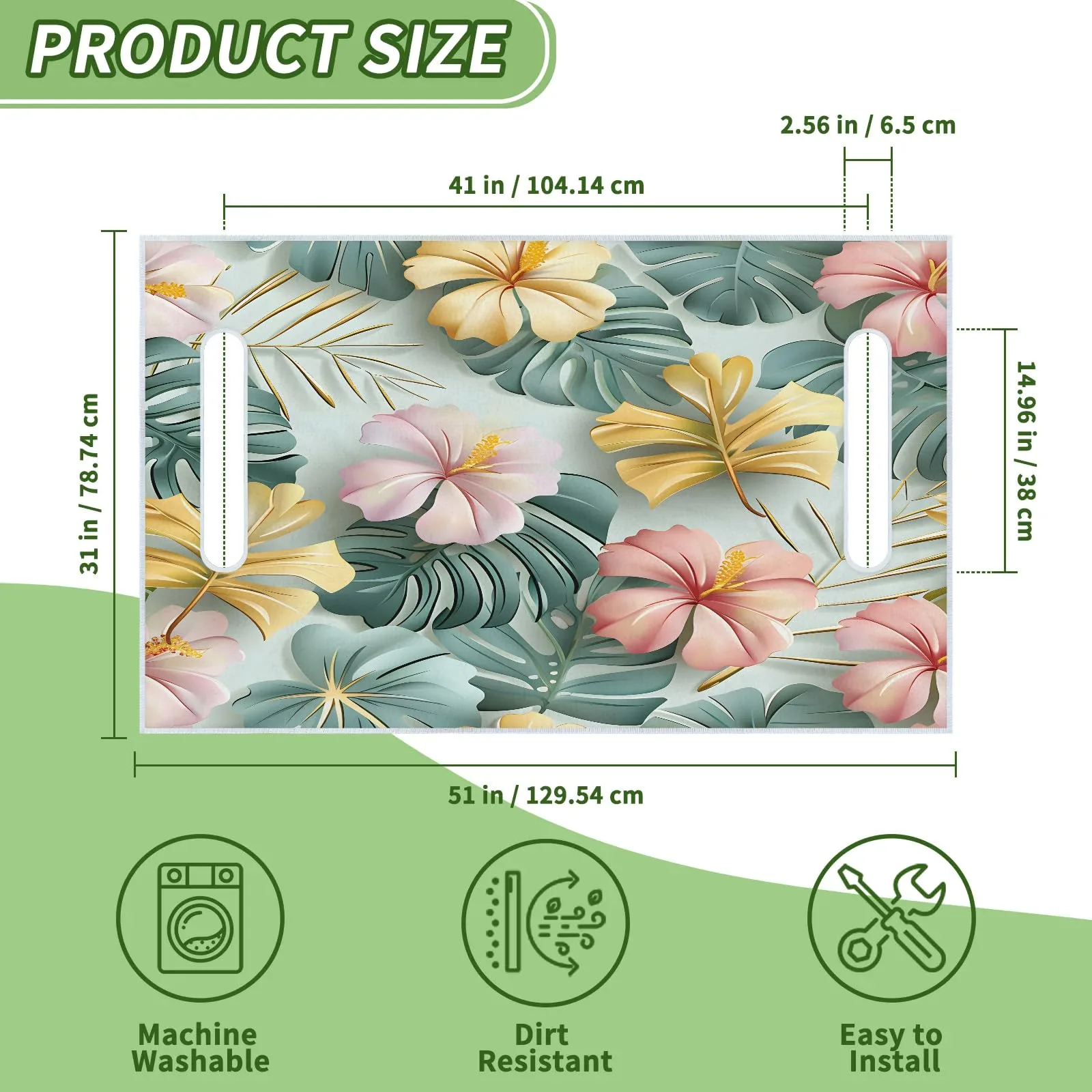 Tiveruda Tropical Leaves Golf Cart Seat Cover, 51 x 31 in image 2