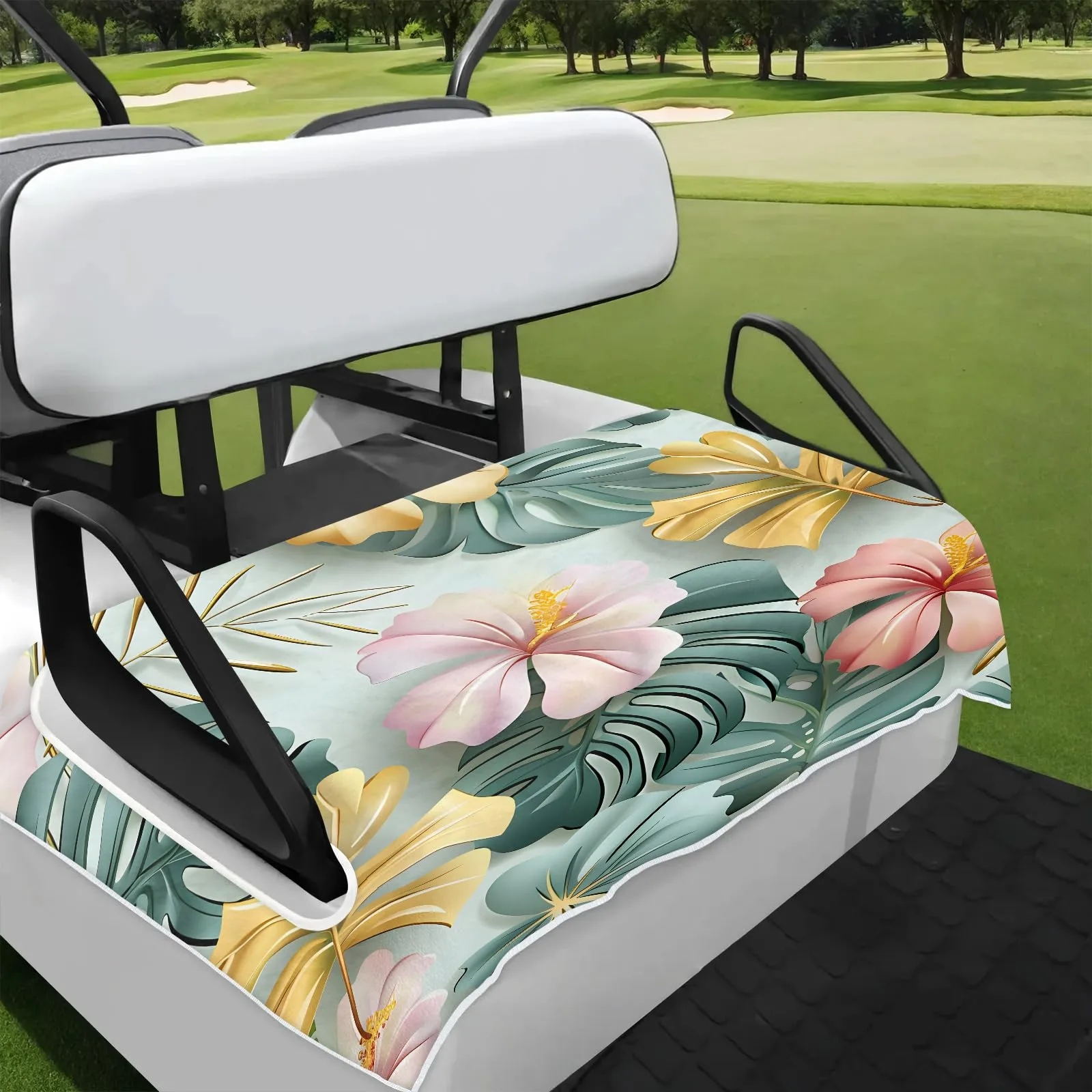 Tiveruda Tropical Leaves Golf Cart Seat Cover, 51 x 31 in
