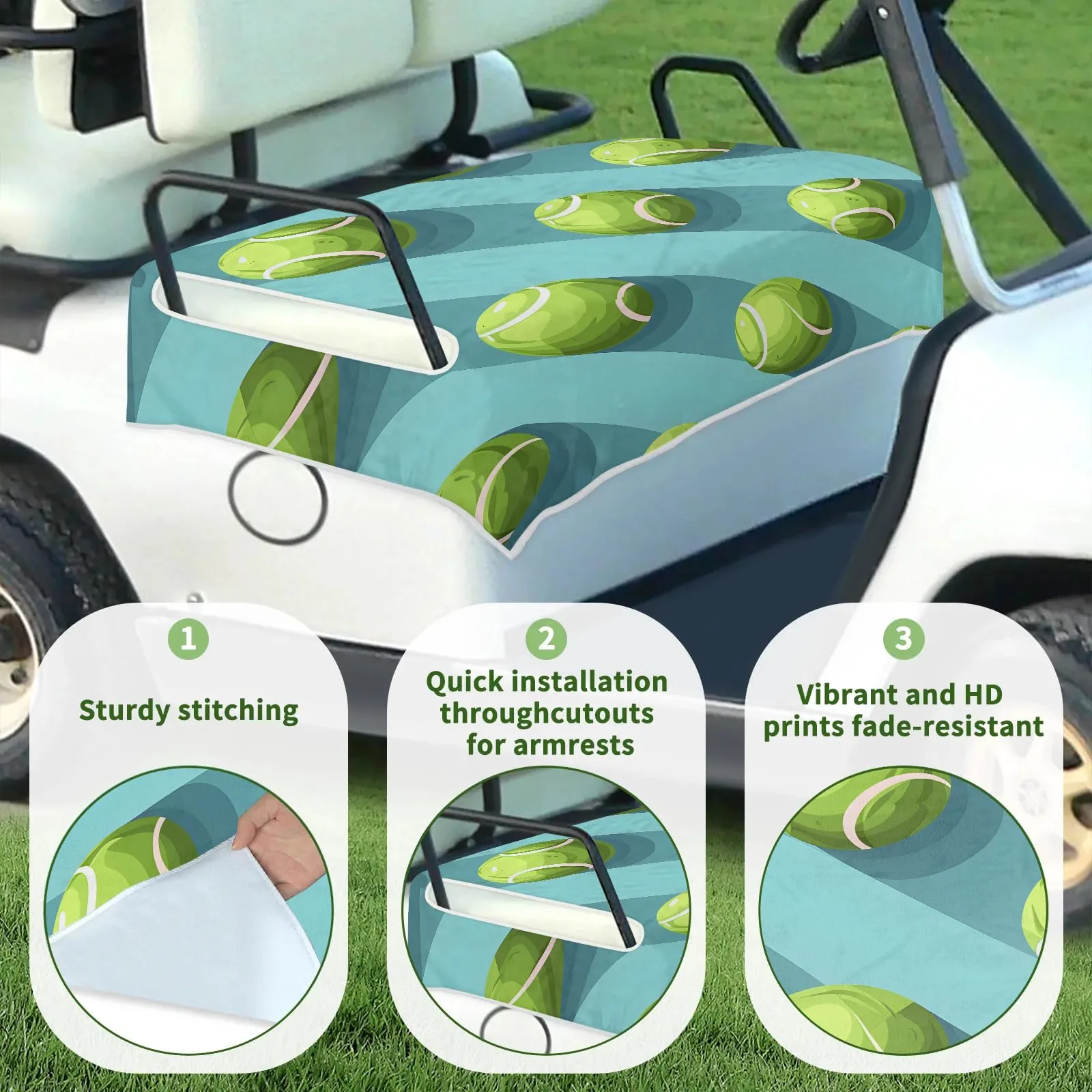 Tiveruda Golf Cart Seat Cover for Double Seats image 3