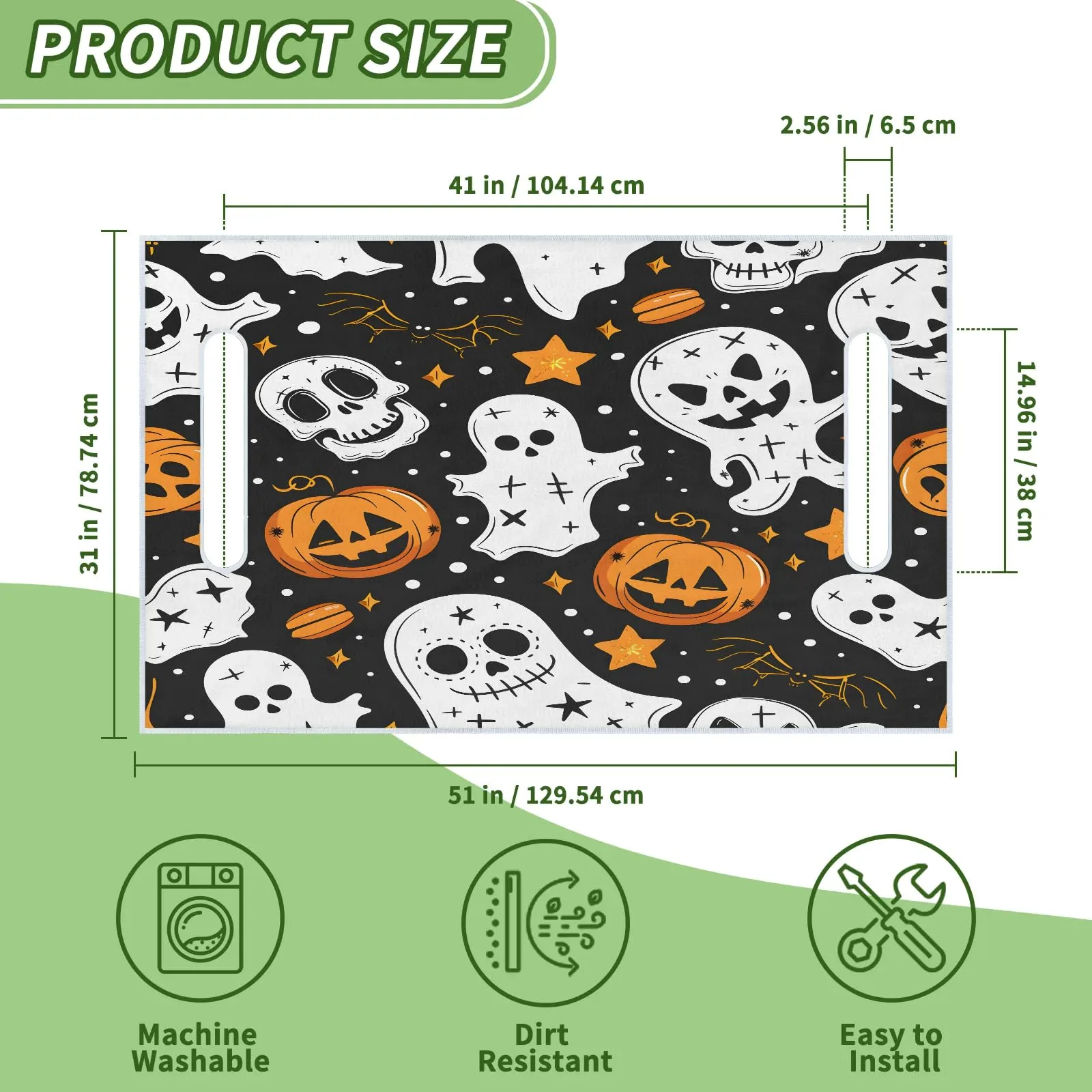 Tiveruda Halloween Ghost Bat 51" x 31" Universal 2-Person Golf Cart Seat Cover image 2