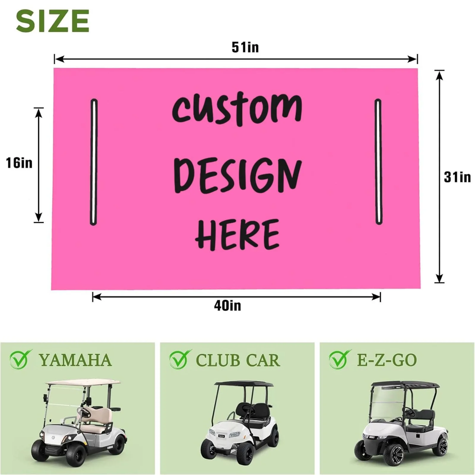 Customized Hot Pink Golf Cart Seat Cover, Universal Fit image 3