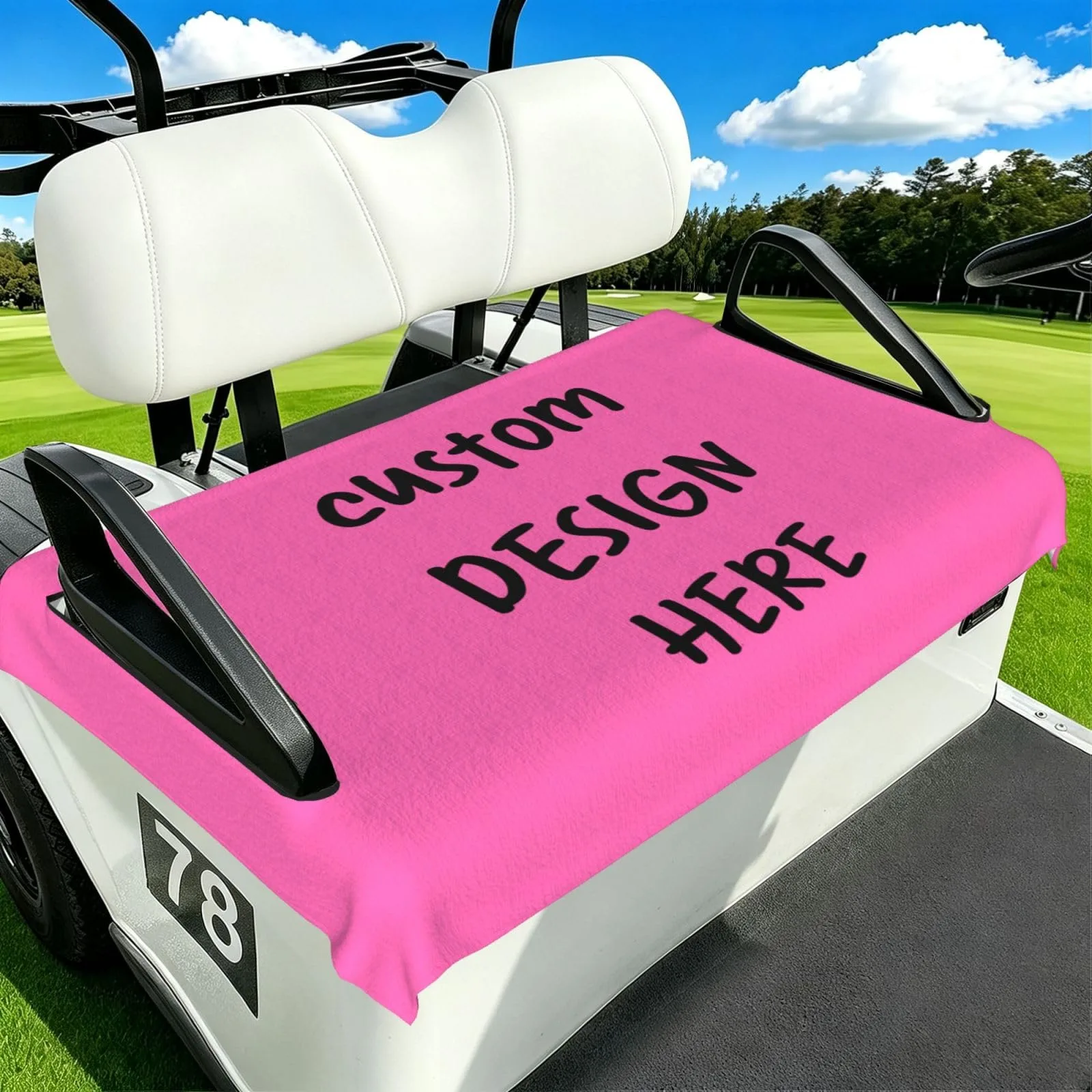 Customized Hot Pink Golf Cart Seat Cover, Universal Fit