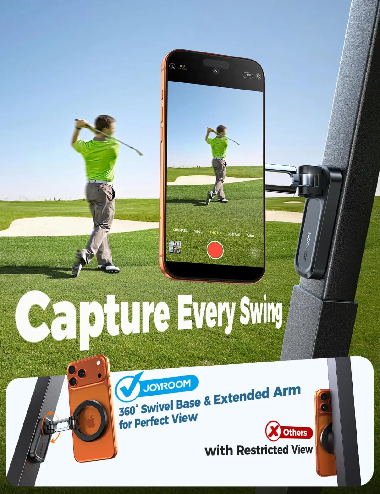 JOYROOM ZS 520 SILVER Magnetic Golf Cart Phone Holder image 2