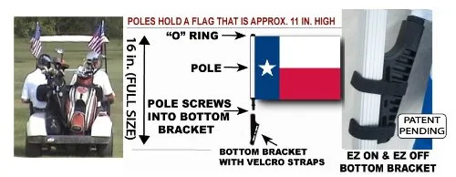 SSP Flags Texas Golf Cart Flag with EZ On & Off Bracket & Pole image 2