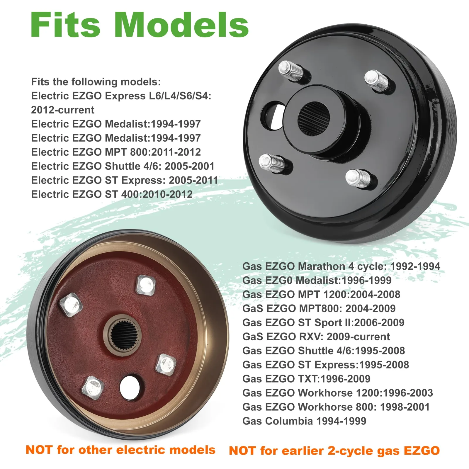 10L0L Brake Drum Hub Assembly for E-Z-GO — 21807-G1 / 41843-94 image 3