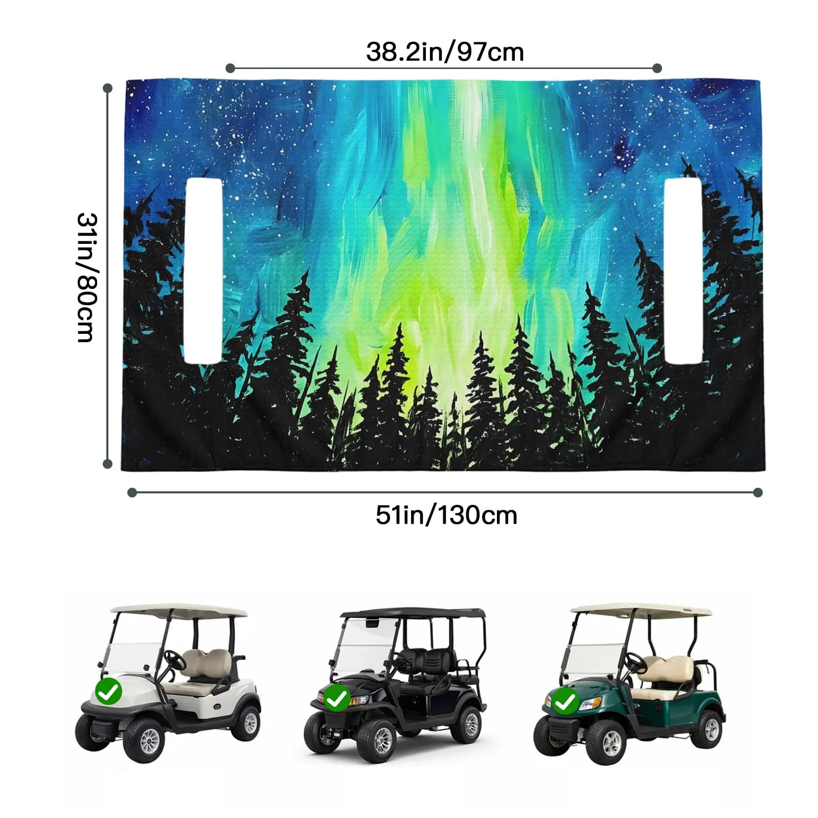 Trosturdspn North Lights Golf Cart Seat Cover 51 x 31 in image 2